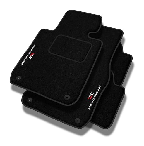 Tappetini PERFORMANCE auto in velluto personalizzati per Mini Cooper I 2001-2014 - Standard, Traforato, blu bianco rosso -Ricamo CNC preciso, piping traforato di design, accessori per auto -