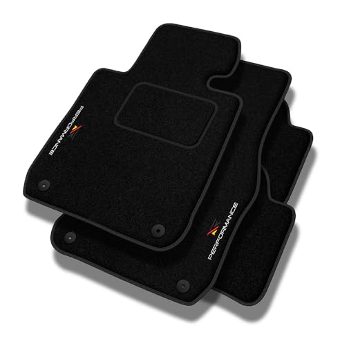Tappetini PERFORMANCE auto in velluto personalizzati per Mini Cooper I 2001-2014 - Standard, Traforato, blu bianco rosso -Ricamo CNC preciso, piping traforato di design, accessori per auto -