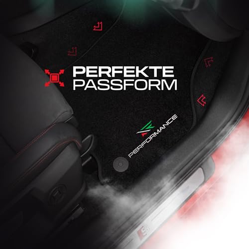 Tappetini PERFORMANCE auto in velluto personalizzati per Mini Cooper I 2001-2014 - Standard, Traforato, blu bianco rosso -Ricamo CNC preciso, piping traforato di design, accessori per auto -