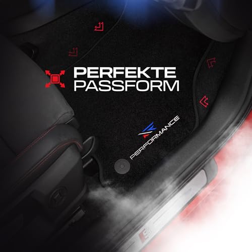 Tappetini PERFORMANCE auto in velluto personalizzati per Mini Cooper I 2001-2014 - Standard, Traforato, blu bianco rosso -Ricamo CNC preciso, piping traforato di design, accessori per auto -