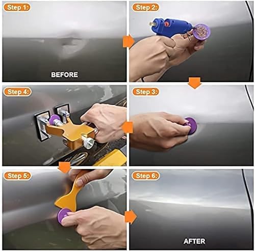 LYCAON Strumento per la Riparazione Kit estrattore per ammaccature, Pistola per Colla Hot Melt Plug, Dispositivo di rimozione della grandine, Istruzioni e Video Inclusi (107 Pezzi)