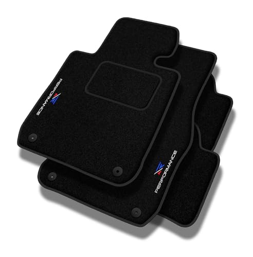 Tappetini PERFORMANCE auto in velluto personalizzati per Mini Cooper I 2001-2014 - Standard, Traforato, blu bianco rosso -Ricamo CNC preciso, piping traforato di design, accessori per auto -