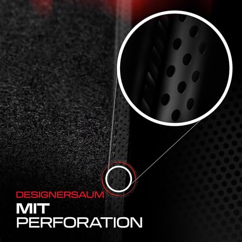 Tappetini PERFORMANCE auto in velluto personalizzati per Mini Cooper I 2001-2014 - Standard, Traforato, blu bianco rosso -Ricamo CNC preciso, piping traforato di design, accessori per auto -