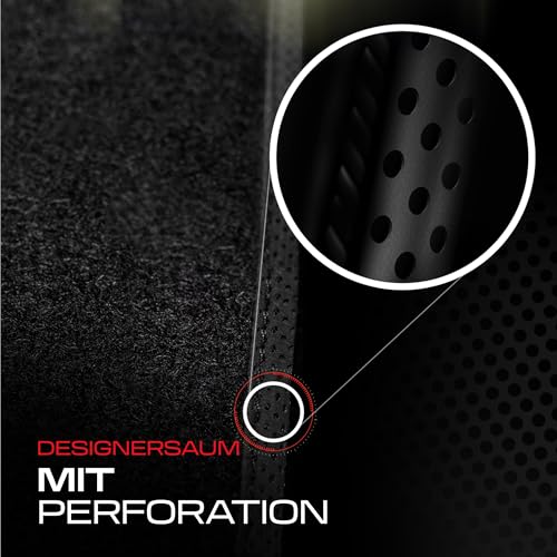 Tappetini PERFORMANCE auto in velluto personalizzati per Mini Cooper I 2001-2014 - Standard, Traforato, blu bianco rosso -Ricamo CNC preciso, piping traforato di design, accessori per auto -