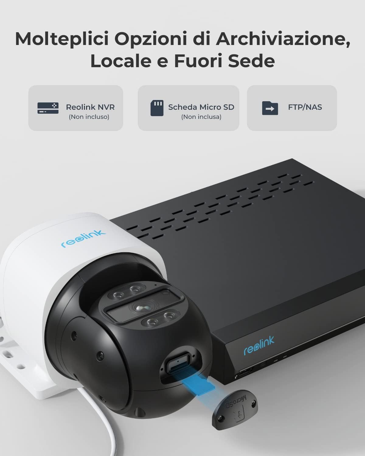 Reolink PoE 4K PT Telecamera Esterno, Panoramica a 355° e Inclinazione a 90°, Inseguimento Automatico, Rilevamento di Uomo/Veicolo/Animale, Visione Notturna a Colori, Audio 2 Vie, RLC-830A