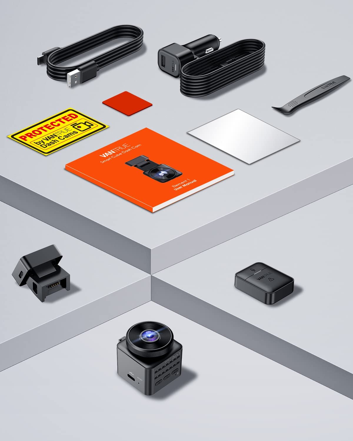 VANTRUE E1 WiFi GPS Dash Cam, 2596x1944P 30FPS Telecamera Per Auto a condensatore con Schermo IPS da 1,54 Pollice a 160°, Monitoraggio del parcheggio 24 ore, Telecomando e controllo vocale, Max 512G