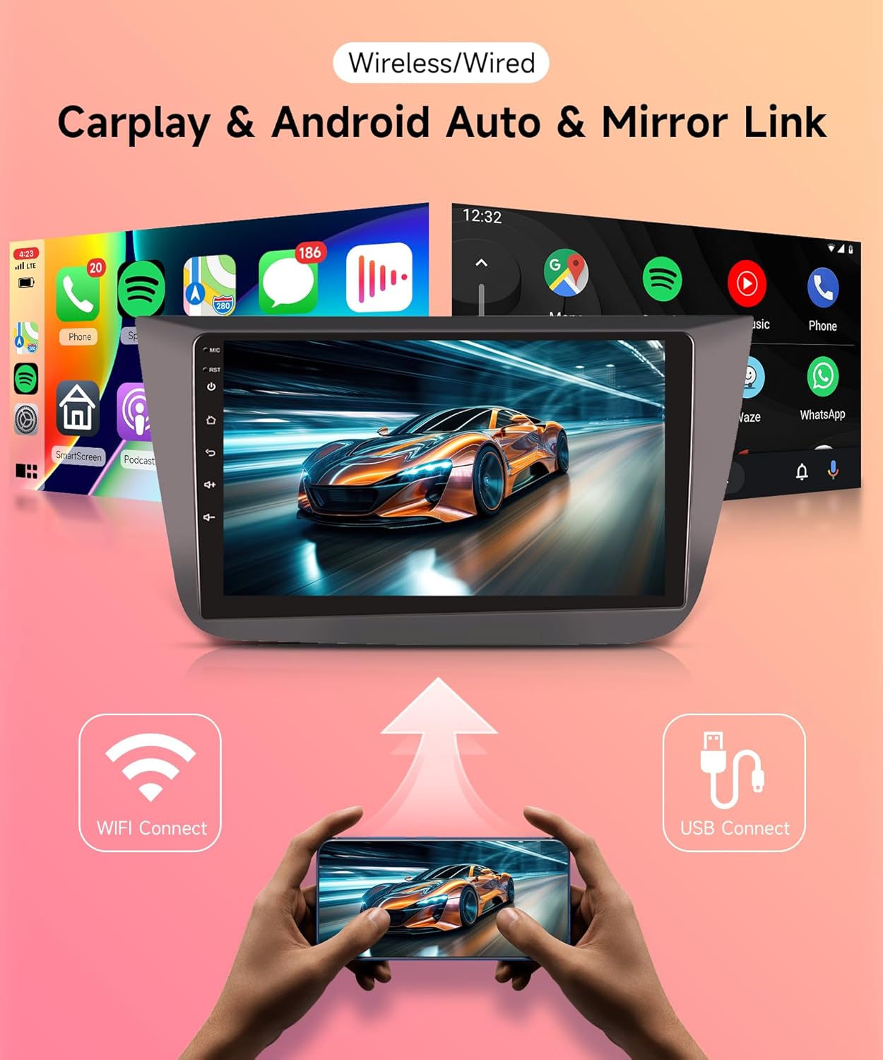 Autoradio 2 Din per Seat Altea 2004-2015 4G+64G Wireless Carplay Android 13 Toledo 2004-2009 9 Pollici Autoradio con Android Auto GPS Navi WiFi Mirror Link Bluetooth FM/RDS/SWC Telecamera Posteriore