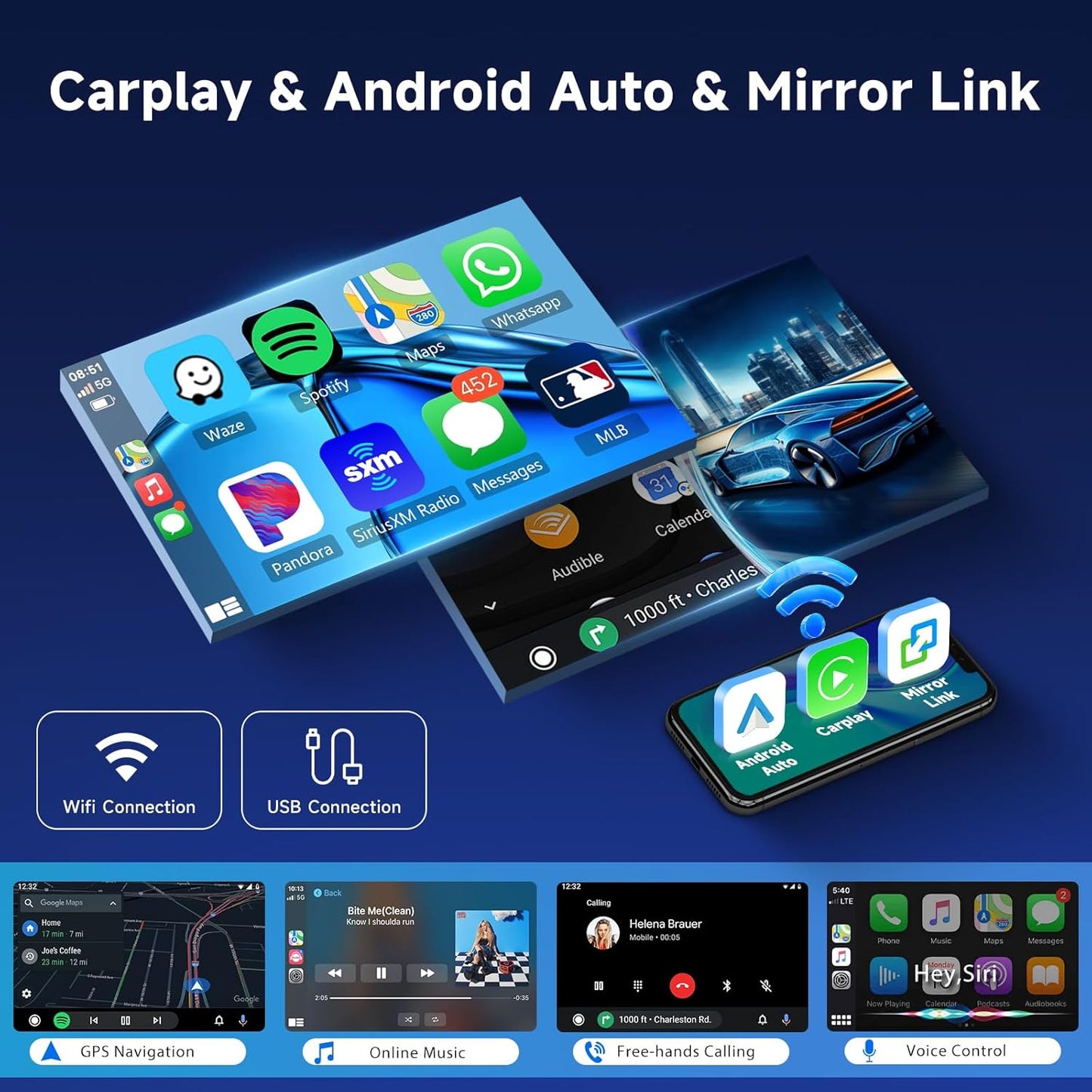 Autoradio per VW Touareg 2004-2011 【4+64G】Hodozzy Carplay Transporter T5 Multivan 2004-2009 con GPS/WiFi, 7 Pollici VW Autoradio Bluetooth con Android Auto/32 EQ/FM/RDS/SWC/USB+Retromarcia Telecamera
