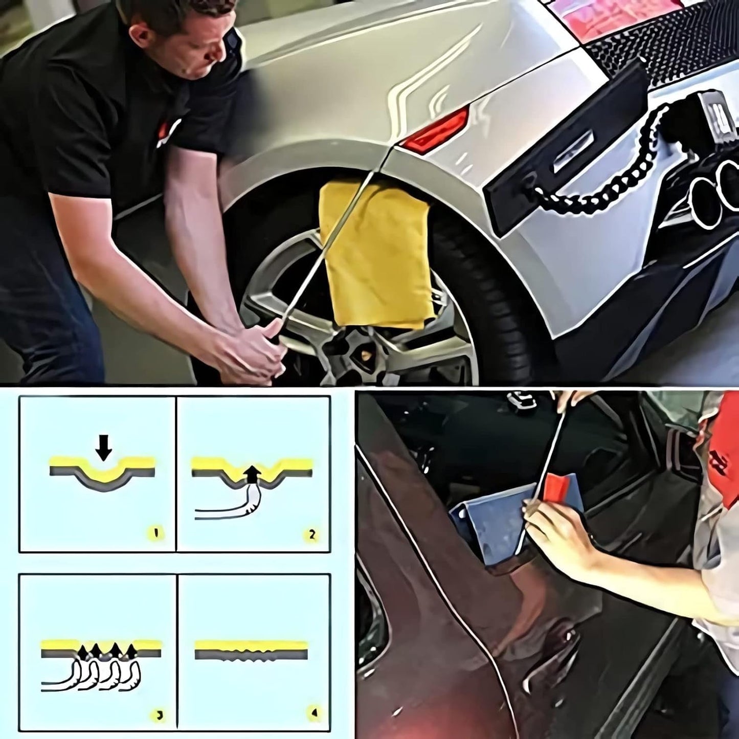 LYCAON Strumento per la Riparazione Kit estrattore per ammaccature, Pistola per Colla Hot Melt Plug, Dispositivo di rimozione della grandine, Istruzioni e Video Inclusi (107 Pezzi)