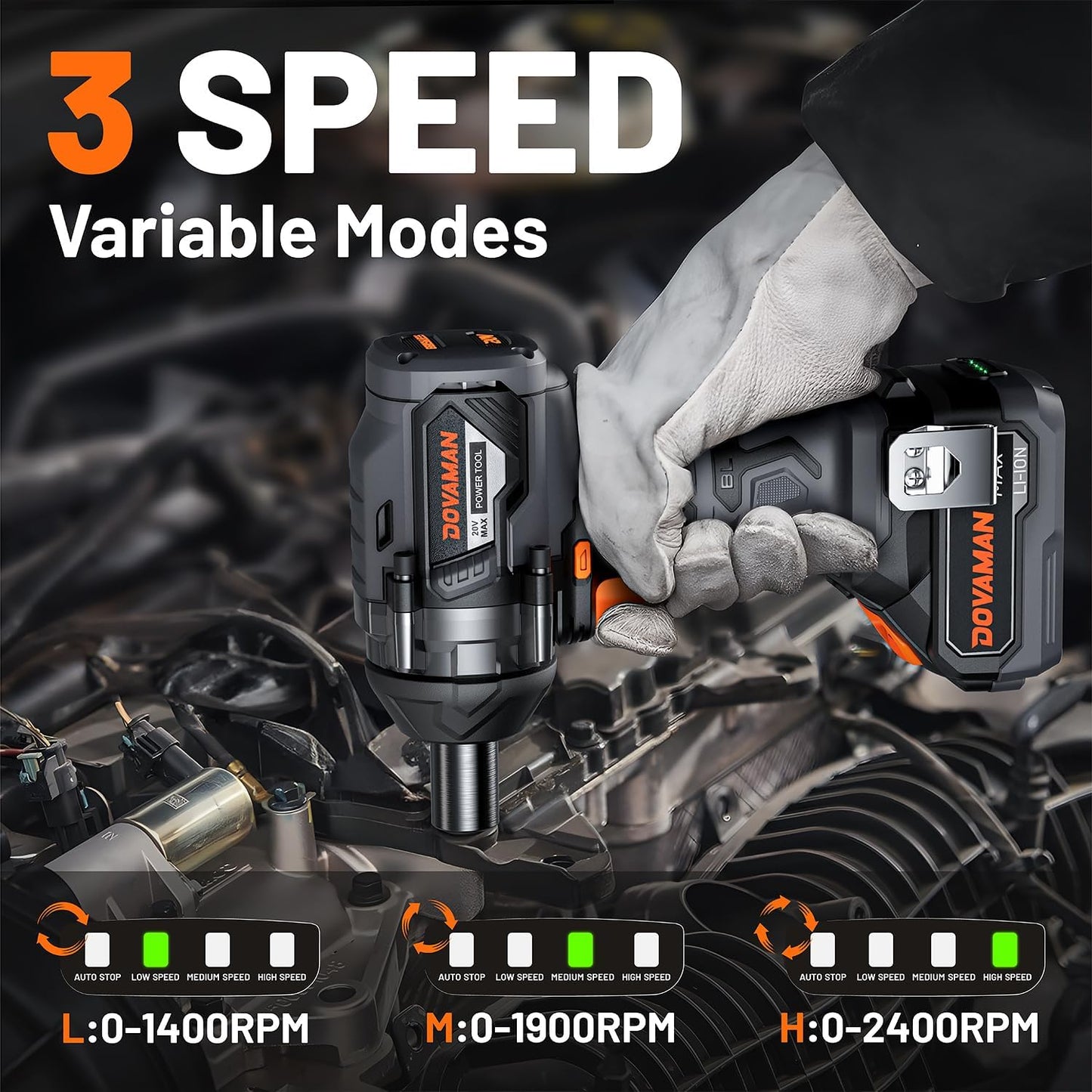 TITANCE X8 Chiave a percussione senza fili 20V MAX, pistola a percussione brushless da 1/2" ad alta coppia da 1200N.m, kit chiave a percussione elettrica da 2400 giri/min per auto, batteria da 4000mAh