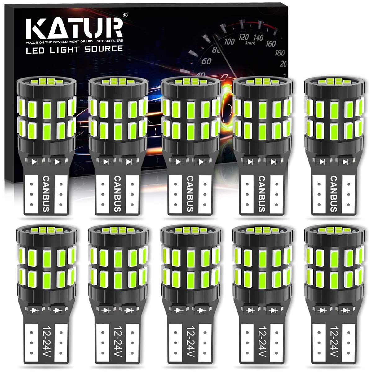 KATUR T10 W5W LED 194 168 2825 Lampadina Cuneo LED CANBUS Senza errori Super Luminoso 6000K Xenon Bianco 30x3014SMD 12-24V per Luci Car Dome Map Door Luce di cortesia per Targa (Versione aggiornata)