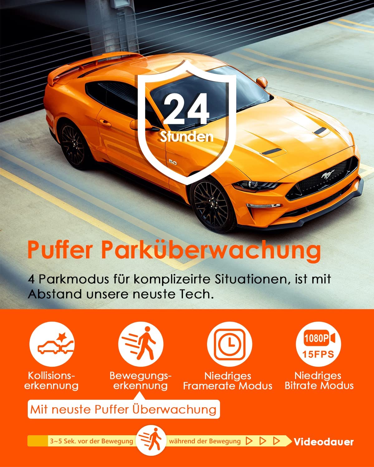 VANTRUE E1 WiFi GPS Dash Cam, 2596x1944P 30FPS Telecamera Per Auto a condensatore con Schermo IPS da 1,54 Pollice a 160°, Monitoraggio del parcheggio 24 ore, Telecomando e controllo vocale, Max 512G