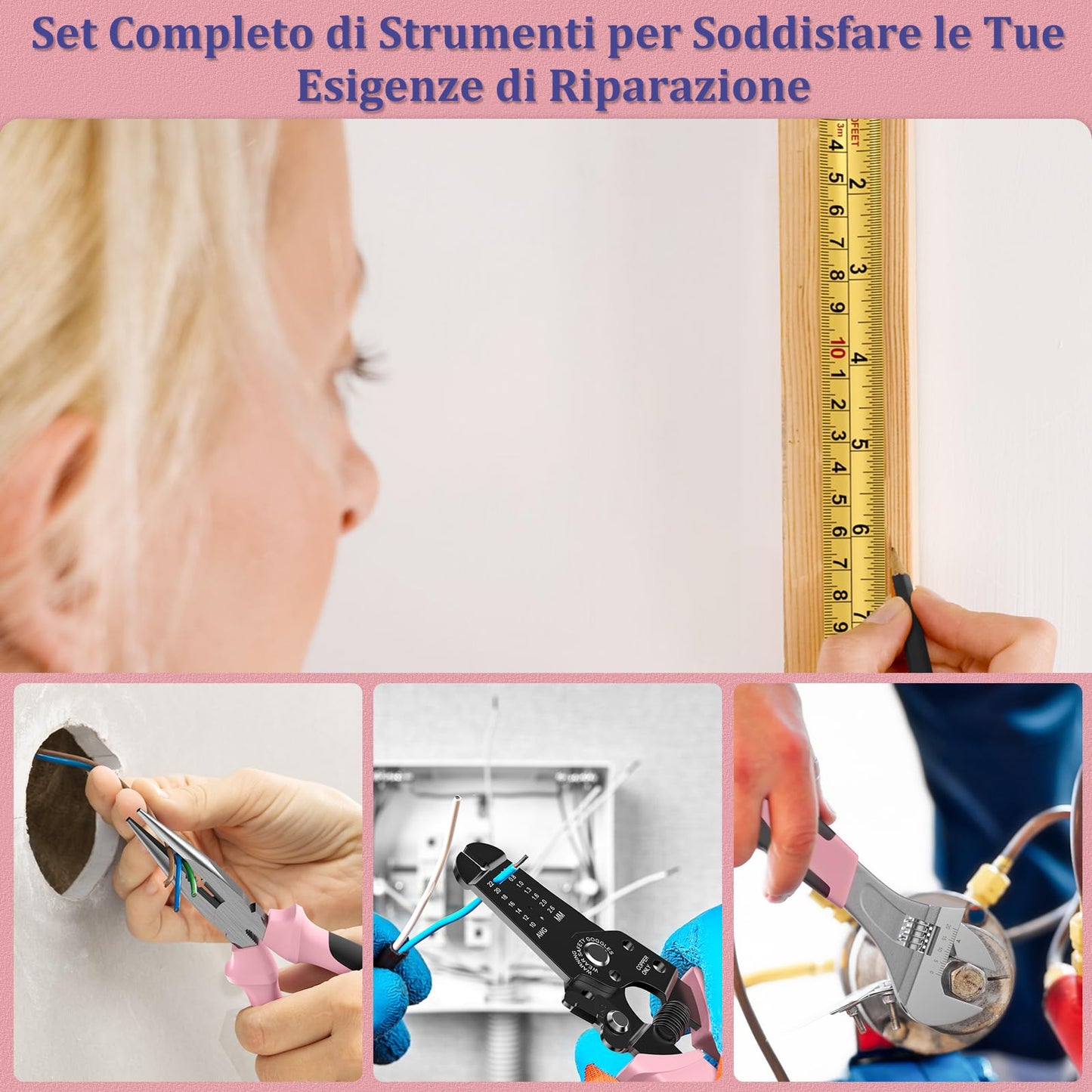 Cassetta Attrezzi Completa - Attrezzi da Lavoro Portatile per Uomini e Donne Valigia Attrezzi Set Completo di Chiavi a Bussola Set di Cacciaviti Chiavi a Brugola Metriche Pinze