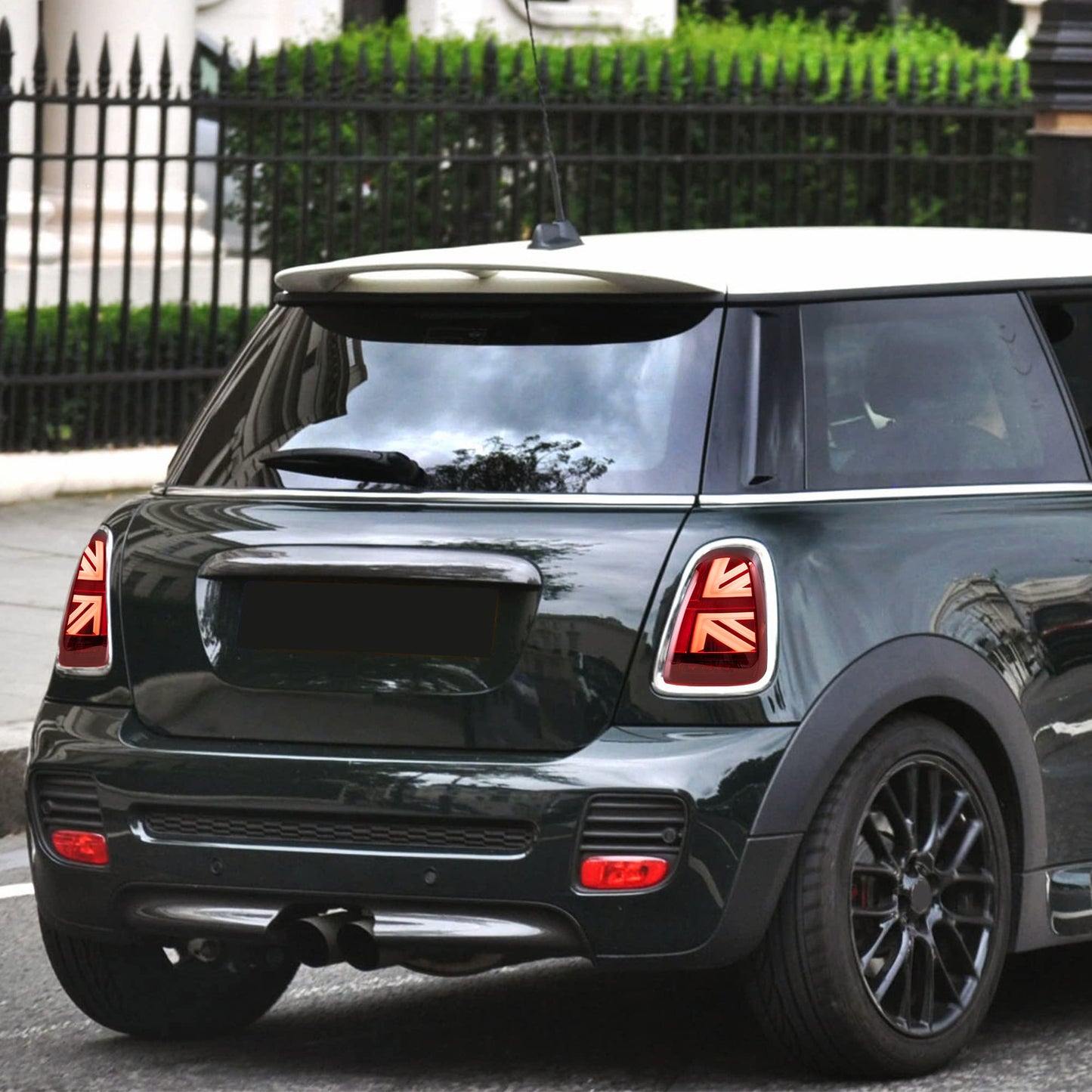 Fari Posteriori LED per Mini Cooper Union Jack R56 R57 R58 R59 2007-2013, con indicatori di direzione dinamici, 1 set (lato guidatore + passeggero) (Trasparente)