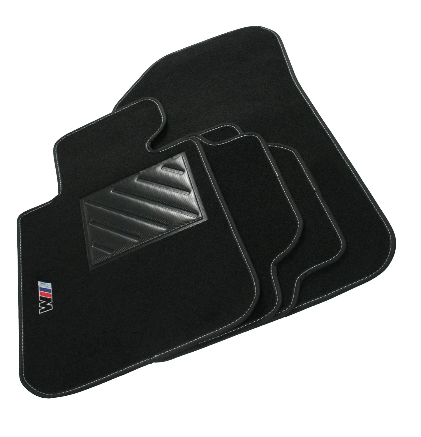 Tappetini compatibili per Serie 1 E87 dal 2004 al 2013 con logo ricamato e battitacco (2 ricami), Nero, per Autovettura
