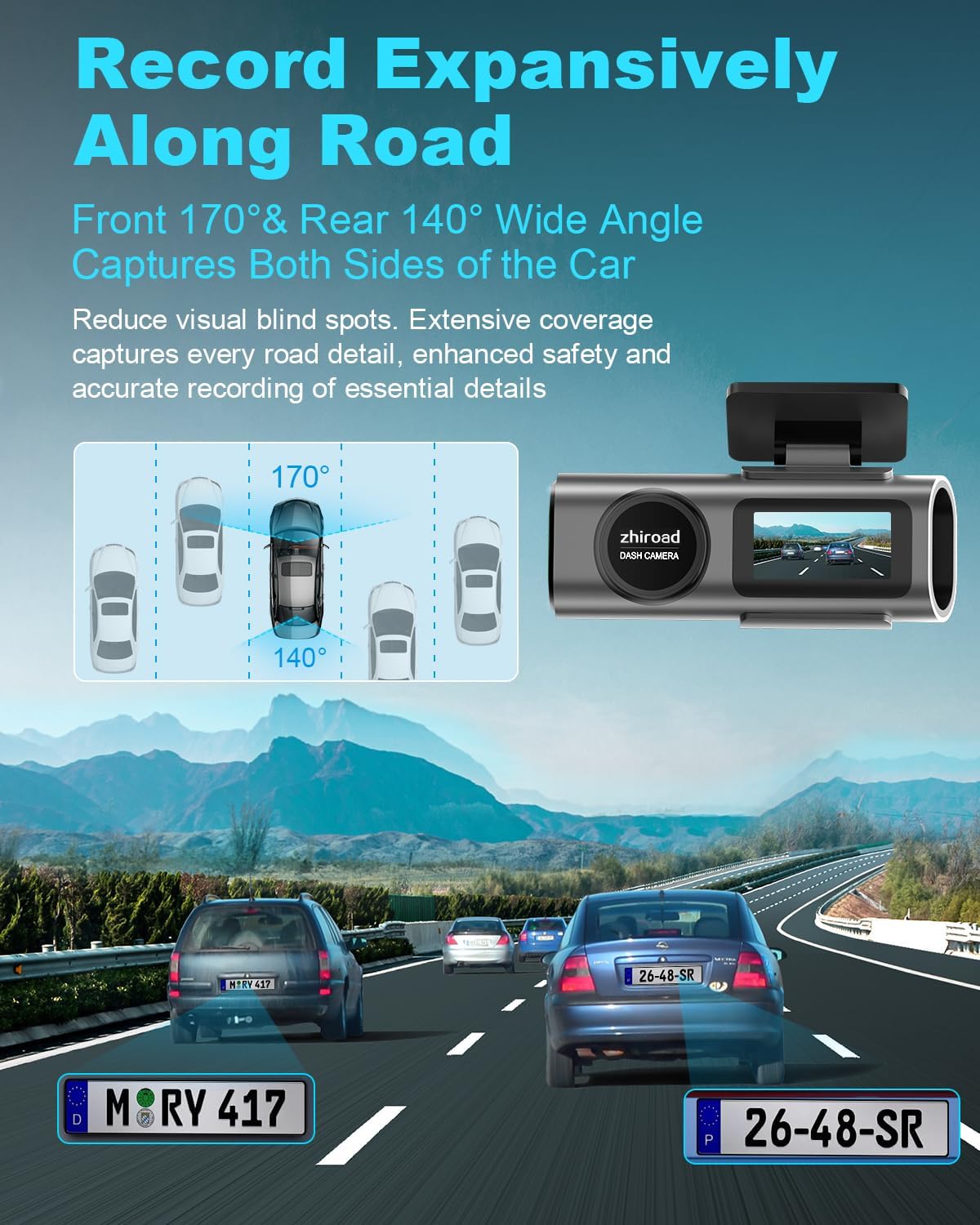 Dash Cam Auto, 4K Dashcam con 64G Scheda, Dashcam Auto con WiFi & App, Telecamera per Auto 170°, Schermo 1,47", WDR, Visione Notturna, Modalità Parcheggio, Sensore di Gravità, Registrazione in Loop