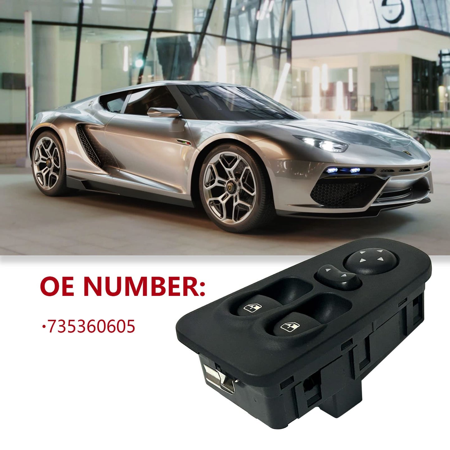 Pulsantiera Lancia Ypsilon Pulsantiera Alzacristalli Interruttore Alzacristalli Finestra Elettrici Compatibile con Lancia Ypsilon 2003-2011 Numero OE 735360605 (735360605)