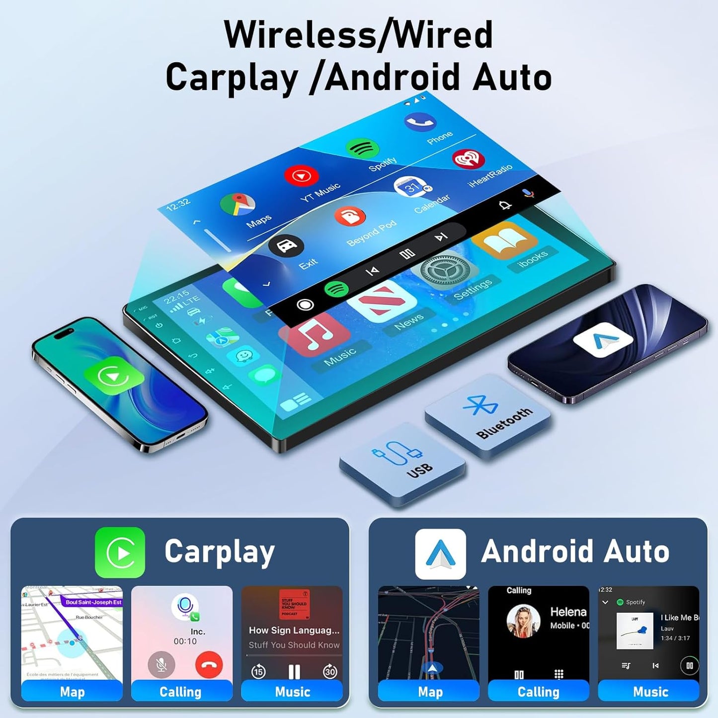 Autoradio per Peugeot 107 / Citroen C1 / Toyota Aygo 2004-2014 con Carplay wireless e Android Auto - Autoradio Android 13 da 10 pollici con WiFi GPS Controllo del volante EQ Schermo diviso