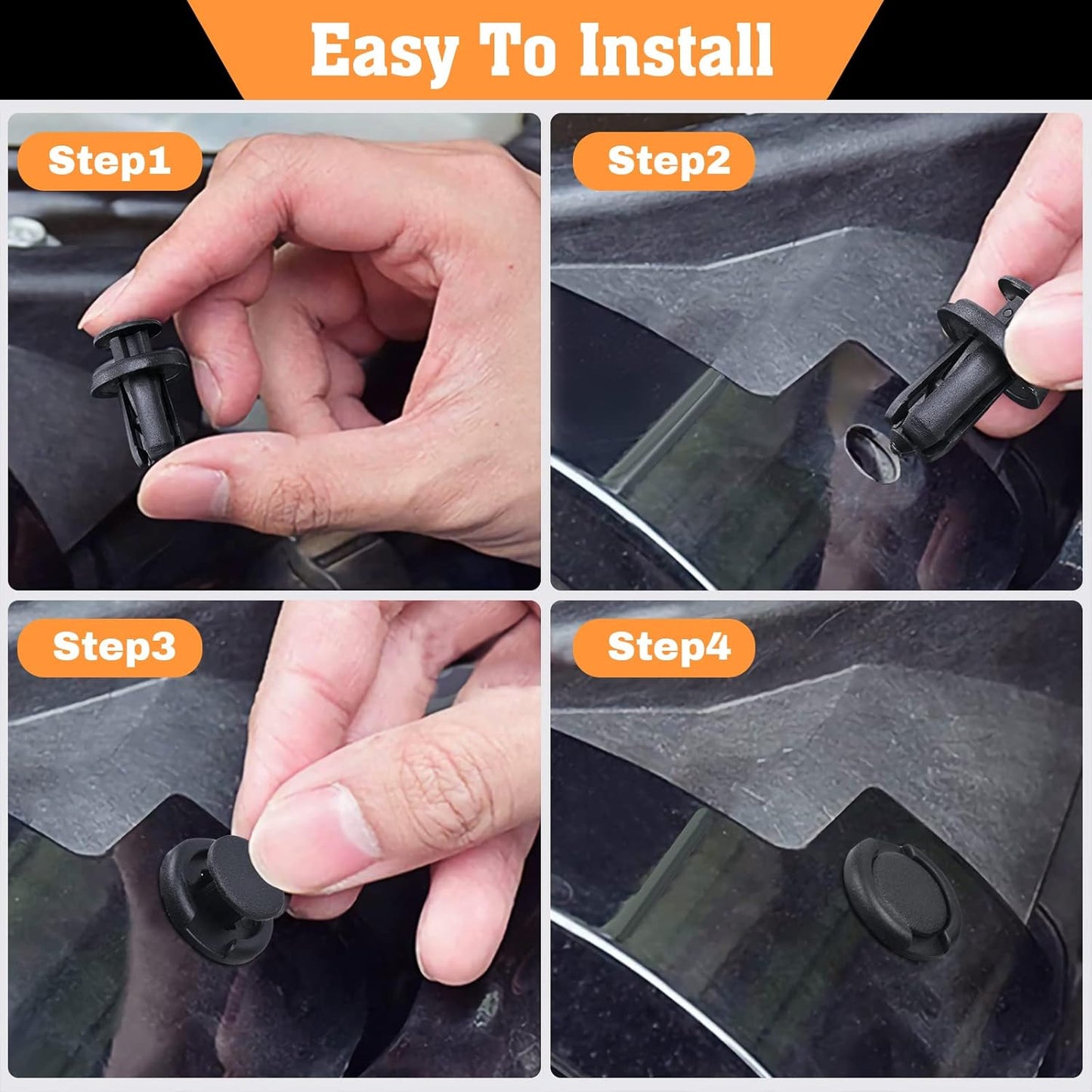 Set di clips voiture per auto - 6 diverse tipologie di clip per rivestimenti porta e clip in plastica per paraurti universali, inclusi i set di fissaggio della carrozzeria con rivetti a espansione.