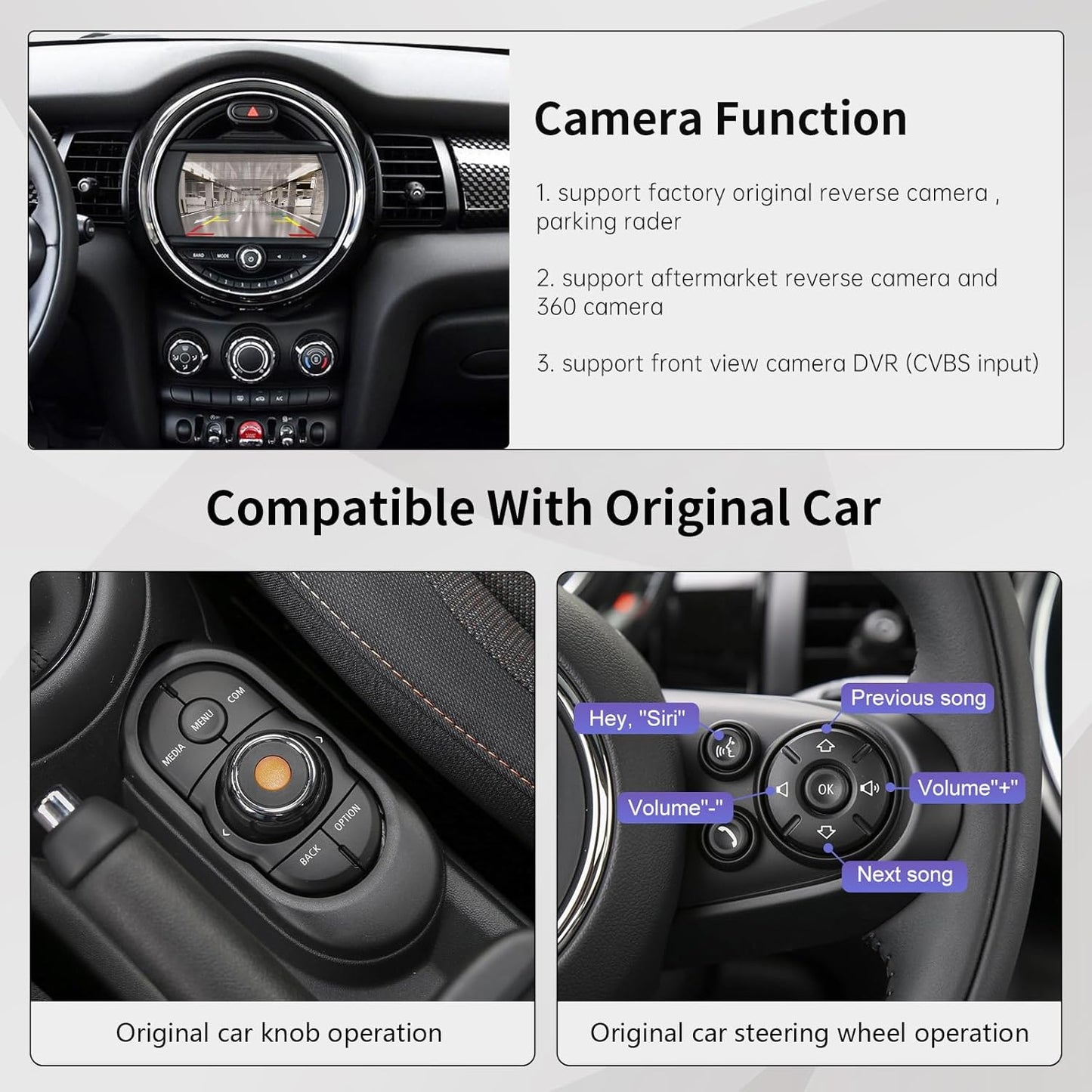 Autoradio Carplay Android Auto senza fili per BMW Mini Cooper One Hatch Clubman F55 F56 F54 F57 NBT System 2014-2018, Support Mirrorlink, Reverse Camera, navigazione