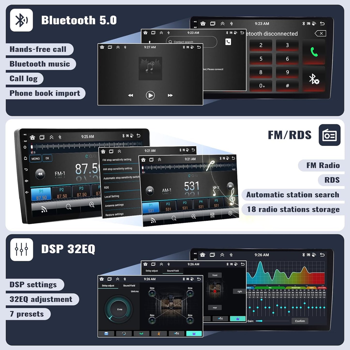 Autoradio con CarPlay/Android/DSP SIXWIN 2+64G Android 13 per Mercedes-Benz Smart Fortwo 2011-2015,1280 * 720, 9" HD Schermo Navigatore GPS WiFi BT USB FM RDS Mirror Link