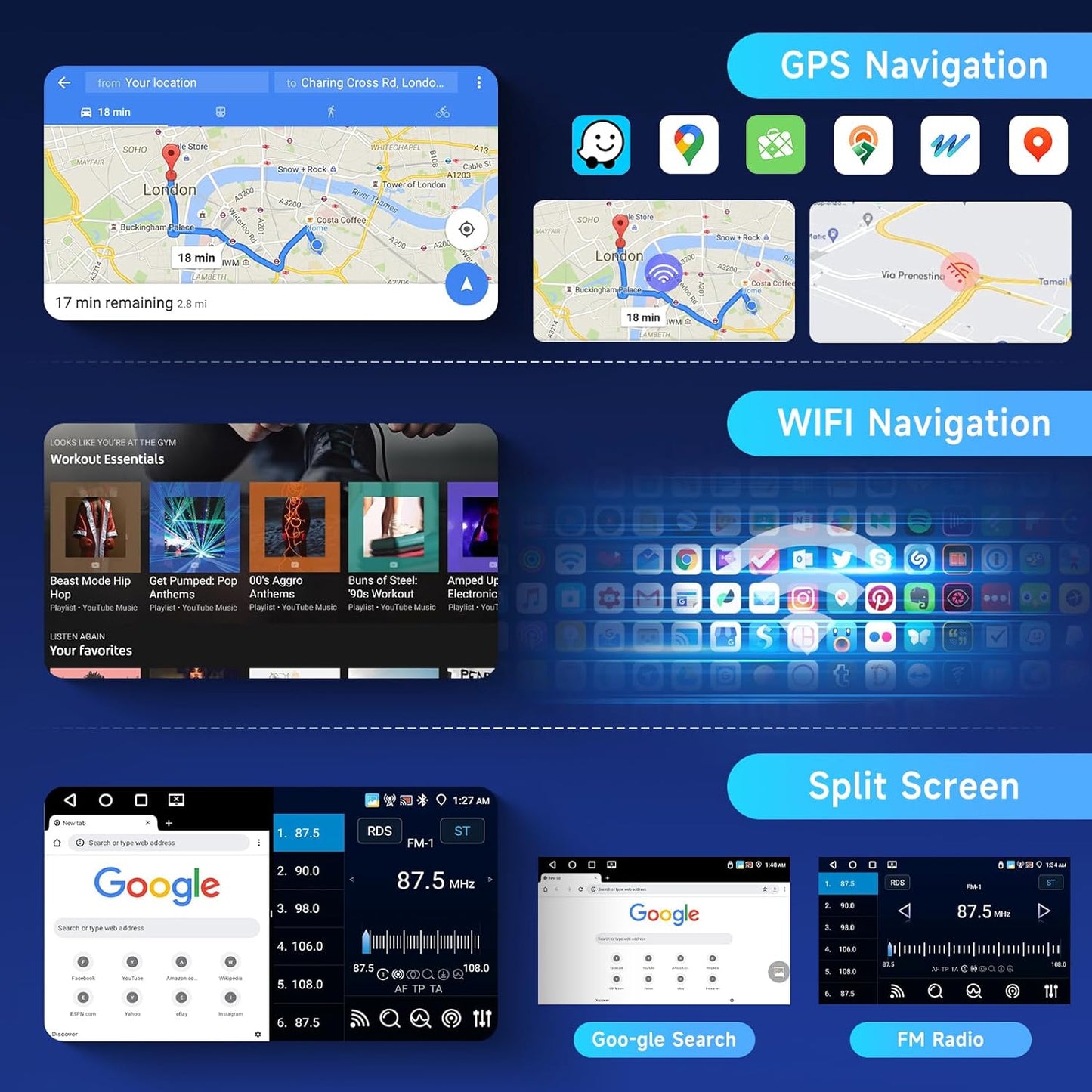 Autoradio per VW Touareg 2004-2011 【4+64G】Hodozzy Carplay Transporter T5 Multivan 2004-2009 con GPS/WiFi, 7 Pollici VW Autoradio Bluetooth con Android Auto/32 EQ/FM/RDS/SWC/USB+Retromarcia Telecamera