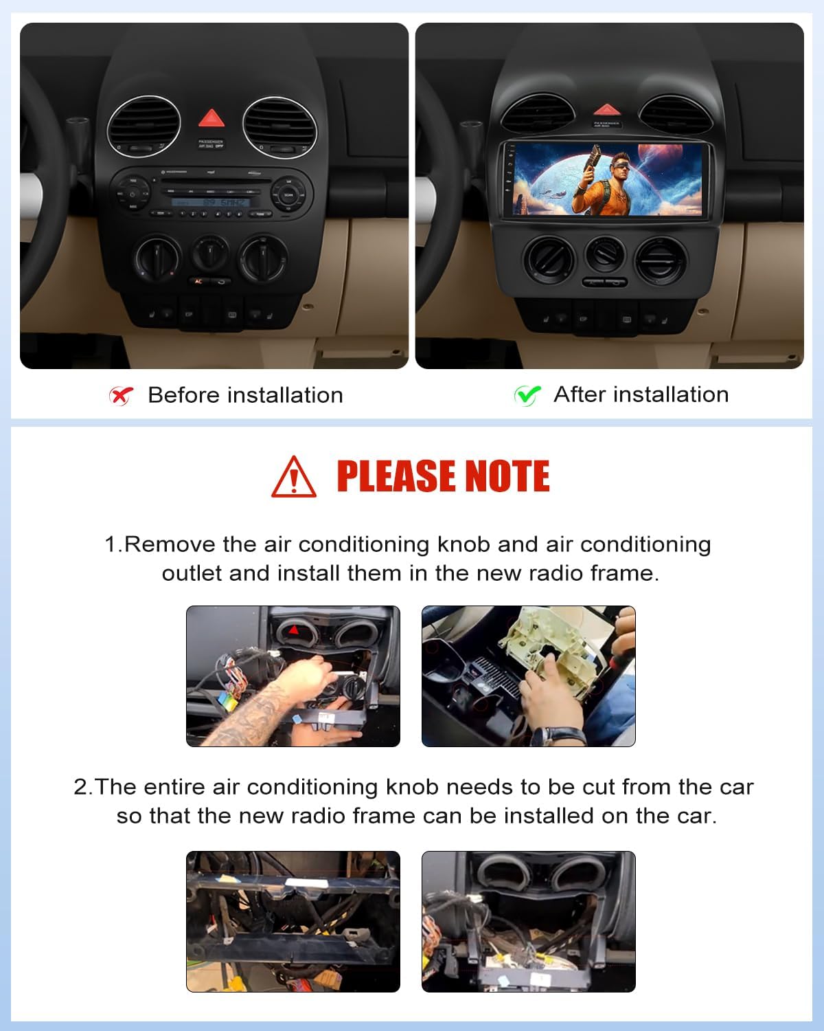 Autoradio con Navigatore per VW Beetle 2004-2010,2G+64G CAMECHO Android 12 Schermo da 9 Pollici Stereo 2 Din con Carplay Android Auto Mirror Link RDS WiFi Bluetooth +Telecamera Posteriore