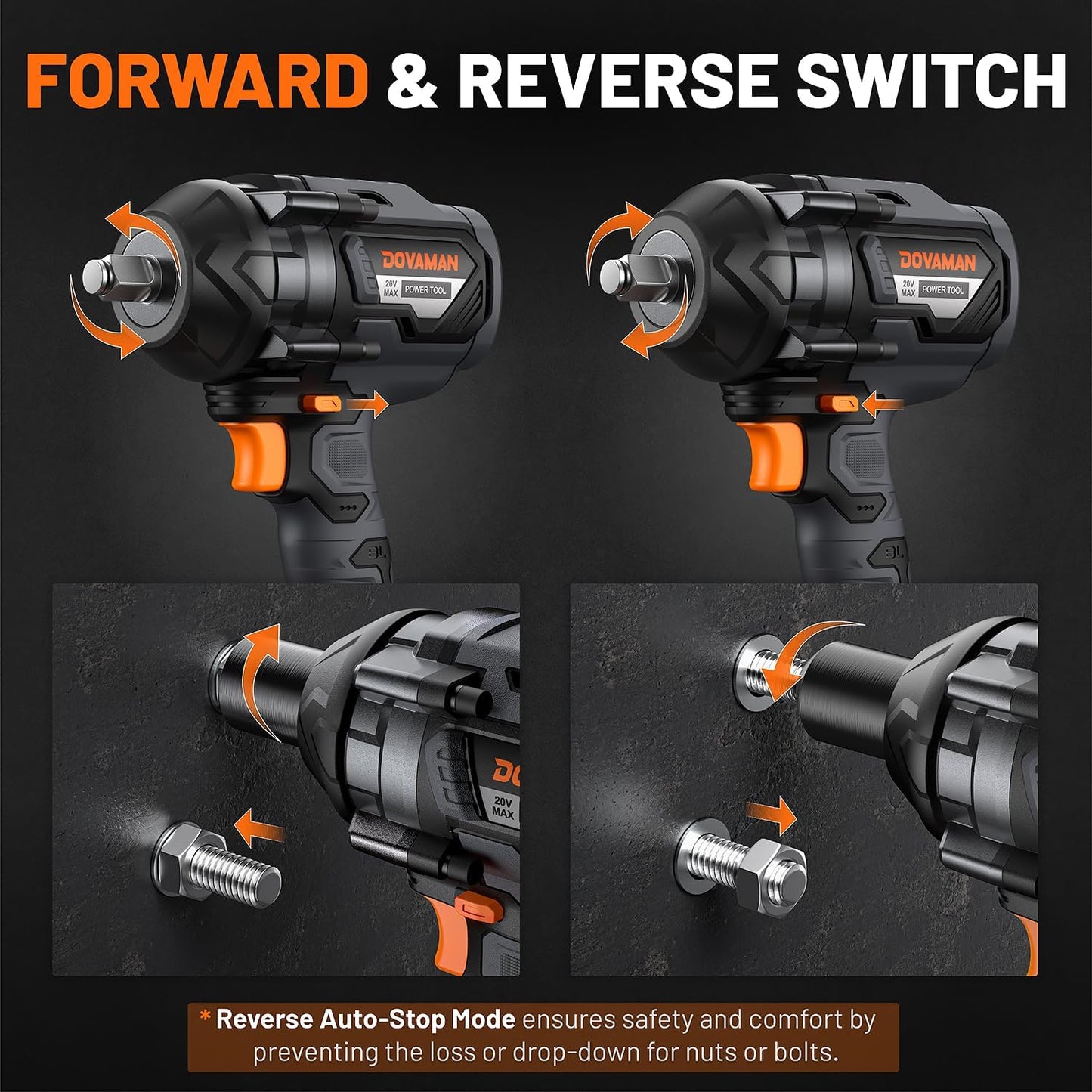 TITANCE X8 Chiave a percussione senza fili 20V MAX, pistola a percussione brushless da 1/2" ad alta coppia da 1200N.m, kit chiave a percussione elettrica da 2400 giri/min per auto, batteria da 4000mAh