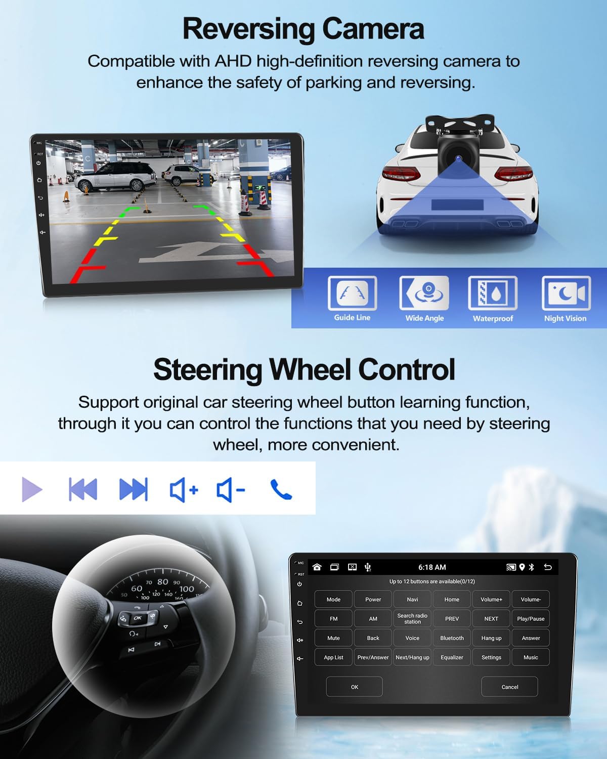 Autoradio con Navigatore per VW Beetle 2004-2010,2G+64G CAMECHO Android 12 Schermo da 9 Pollici Stereo 2 Din con Carplay Android Auto Mirror Link RDS WiFi Bluetooth +Telecamera Posteriore