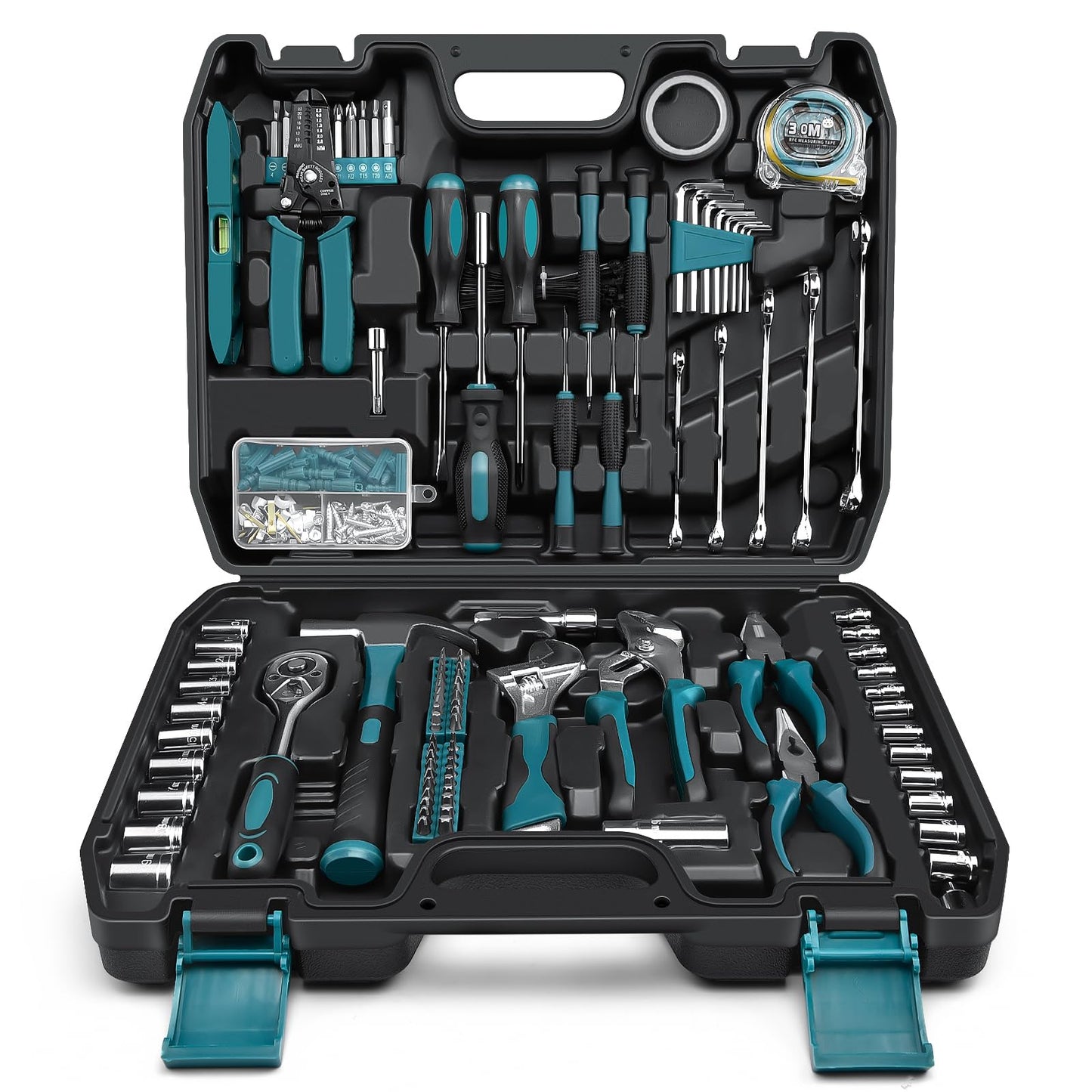 Cassetta Attrezzi Completa - Attrezzi da Lavoro Portatile per Uomini e Donne Valigia Attrezzi Set Completo di Chiavi a Bussola Set di Cacciaviti Chiavi a Brugola Metriche Pinze