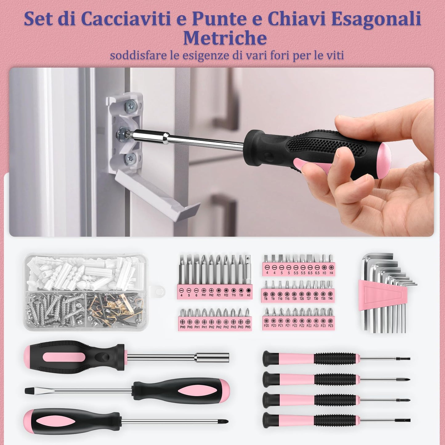 Cassetta Attrezzi Completa - Attrezzi da Lavoro Portatile per Uomini e Donne Valigia Attrezzi Set Completo di Chiavi a Bussola Set di Cacciaviti Chiavi a Brugola Metriche Pinze