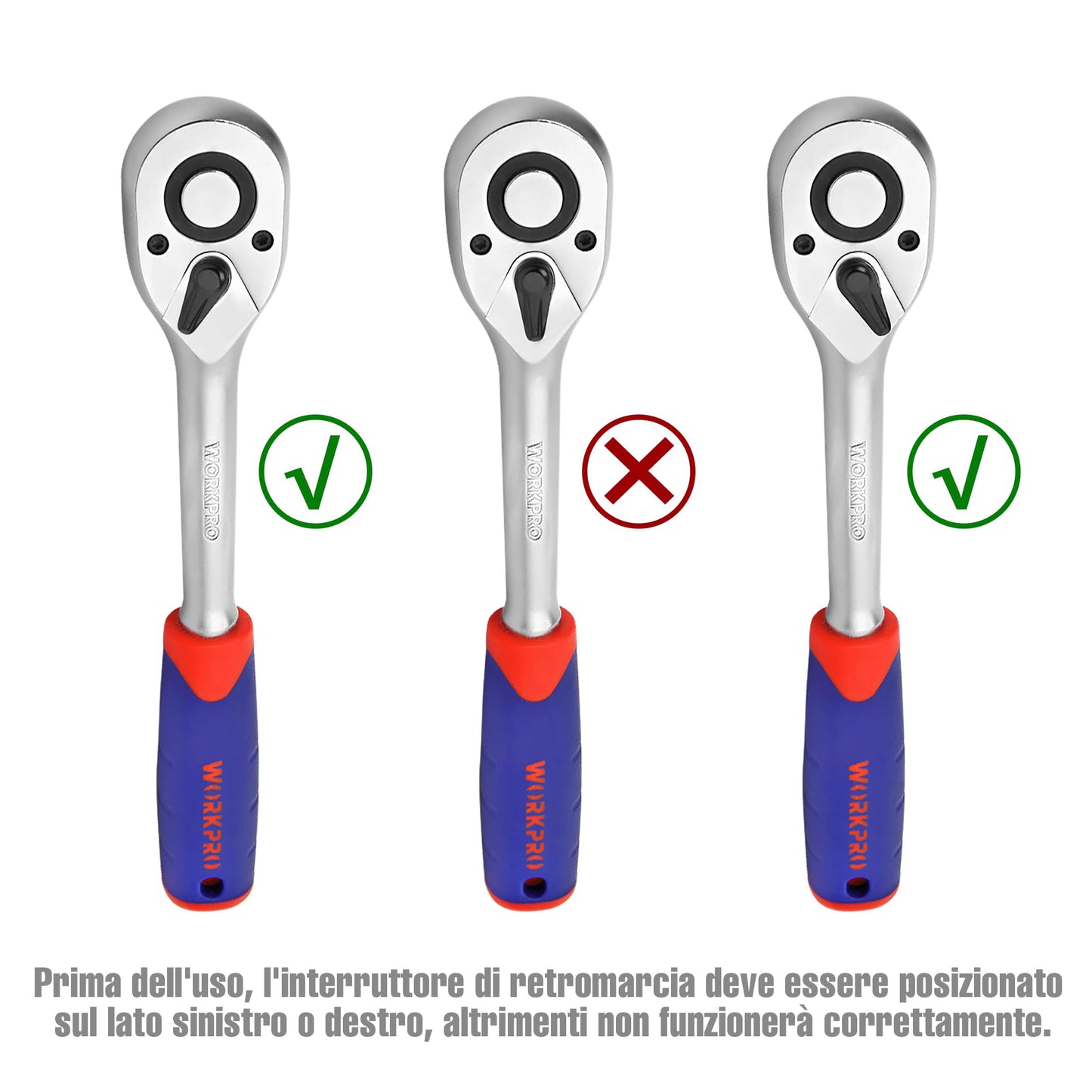 Set di Chiavi a Bussola con Cricchetto 1/4''+ 1/2'' 108 Pezzi,WORKPRO Custodia Portatile, Maniglia Girevole, Barra di Prolunga, Kit di Attrezzi Meccanici per Auto