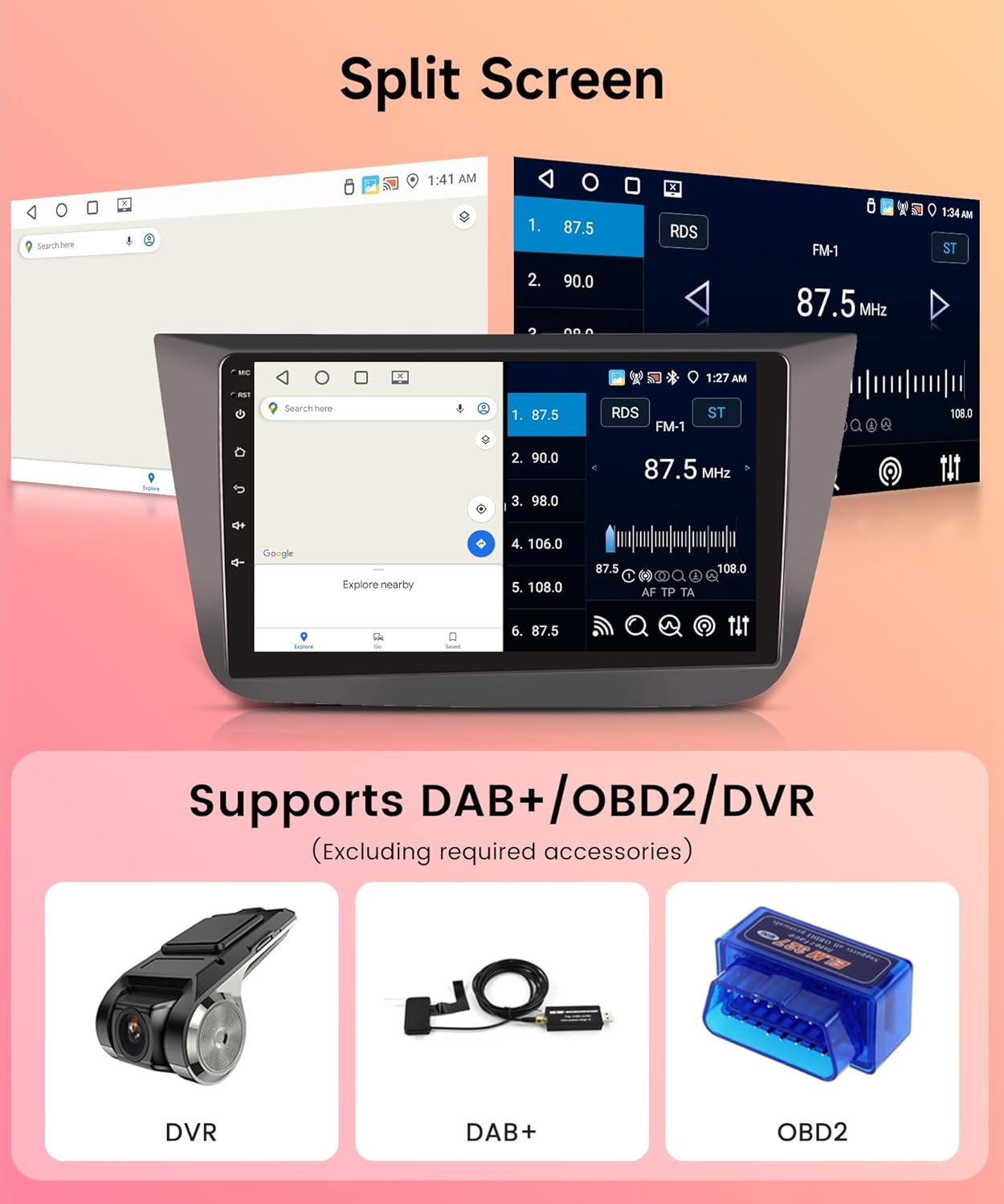 Autoradio 2 Din per Seat Altea 2004-2015 4G+64G Wireless Carplay Android 13 Toledo 2004-2009 9 Pollici Autoradio con Android Auto GPS Navi WiFi Mirror Link Bluetooth FM/RDS/SWC Telecamera Posteriore