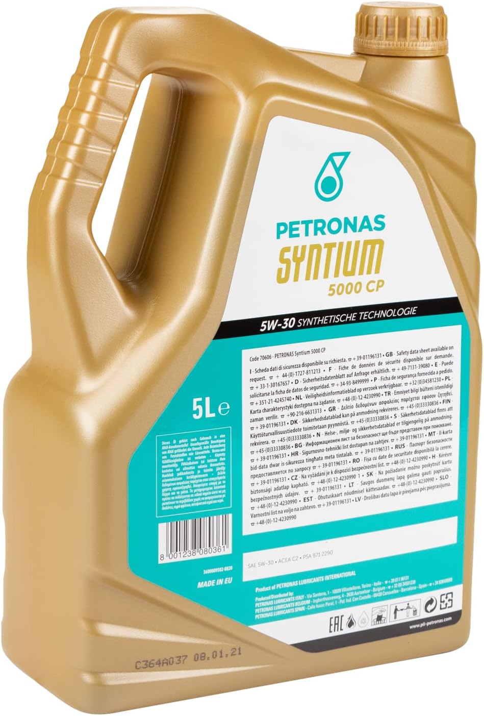 Petronas 70606M12EU Lubrificante Syntium 5000 Cp 5W30, 5L