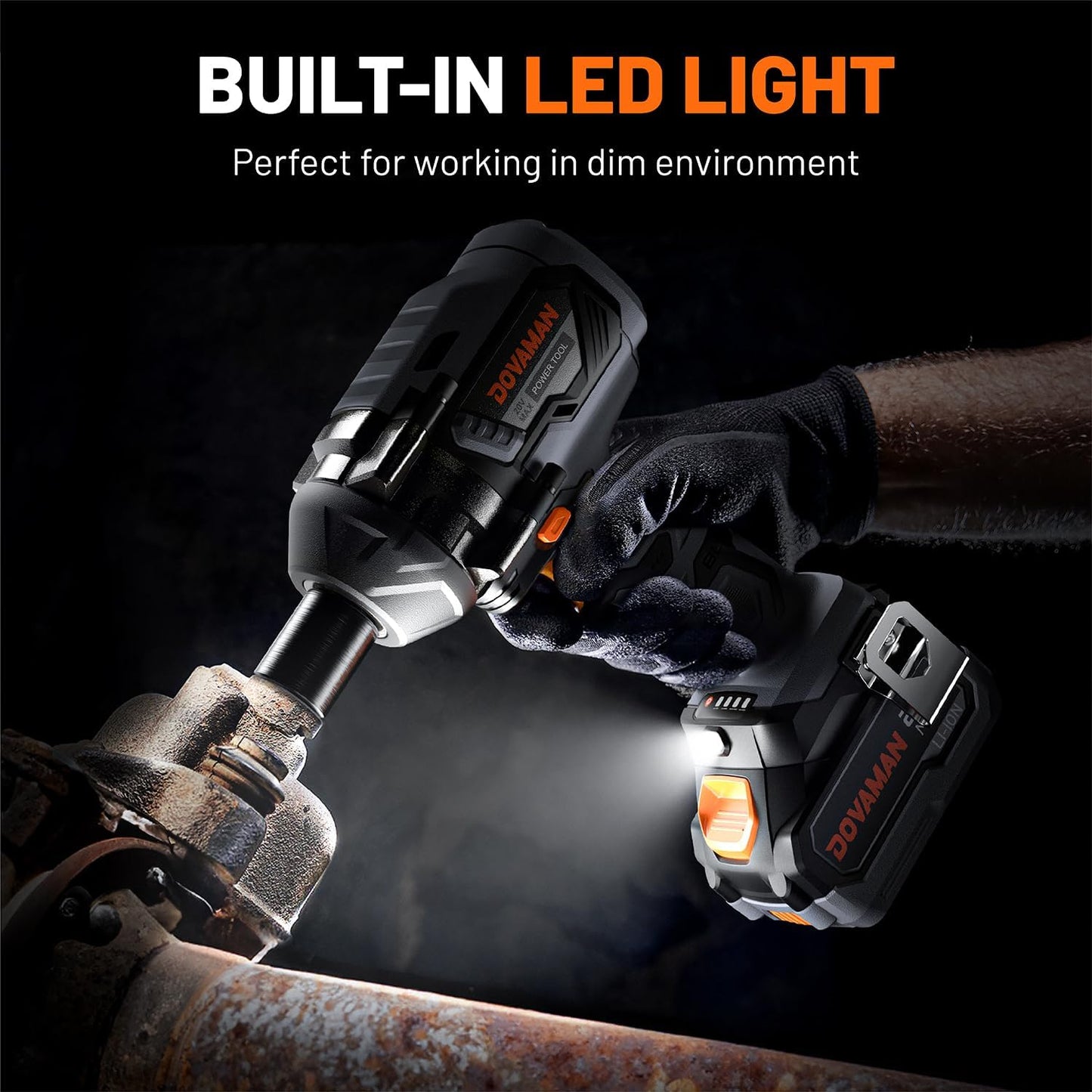 TITANCE X8 Chiave a percussione senza fili 20V MAX, pistola a percussione brushless da 1/2" ad alta coppia da 1200N.m, kit chiave a percussione elettrica da 2400 giri/min per auto, batteria da 4000mAh