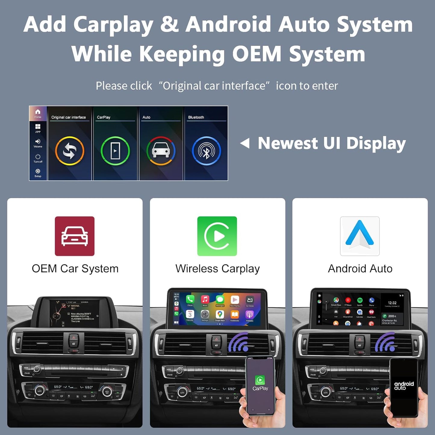 Autoradio Senza Fili Carplay & Android Auto Top 10,25 pollici per BMW 1 2 serie F20/F21/F22/F23 2013-2015 con sistema NBT, Touchscreen Auto Stereo Ricevitore con AirPlay Link, Navigation, Siri