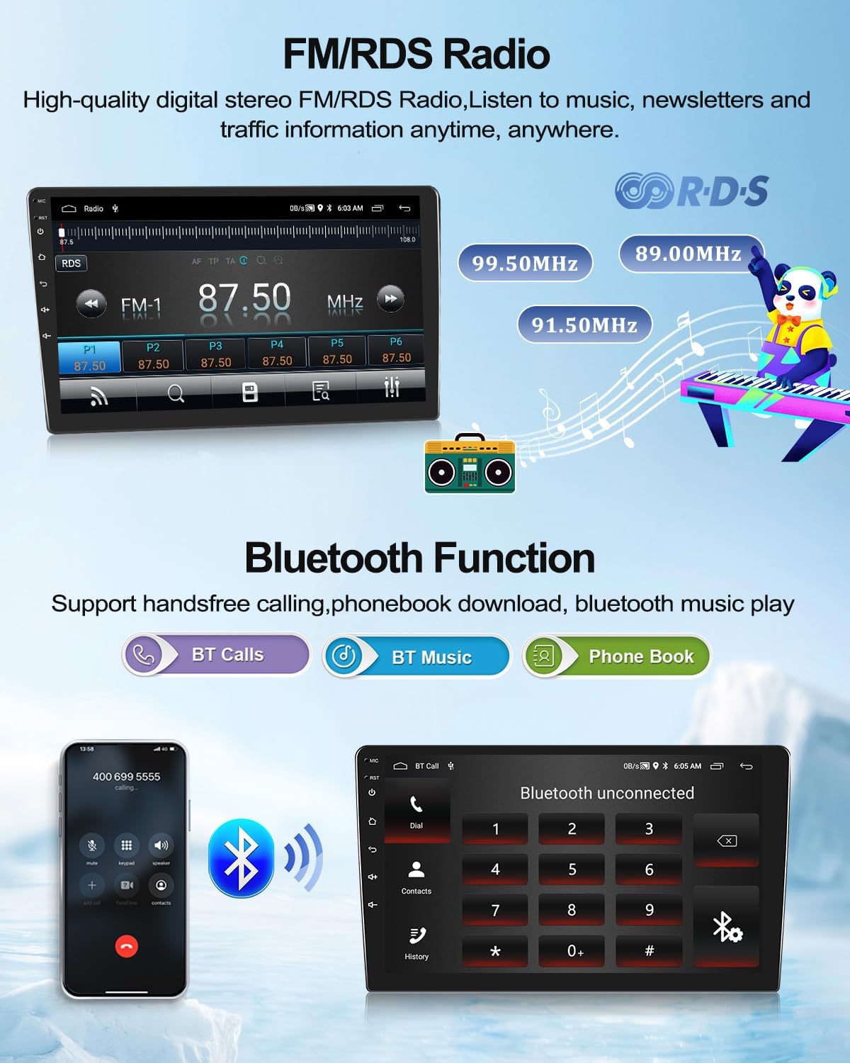 Autoradio con Navigatore per VW Beetle 2004-2010,2G+64G CAMECHO Android 12 Schermo da 9 Pollici Stereo 2 Din con Carplay Android Auto Mirror Link RDS WiFi Bluetooth +Telecamera Posteriore
