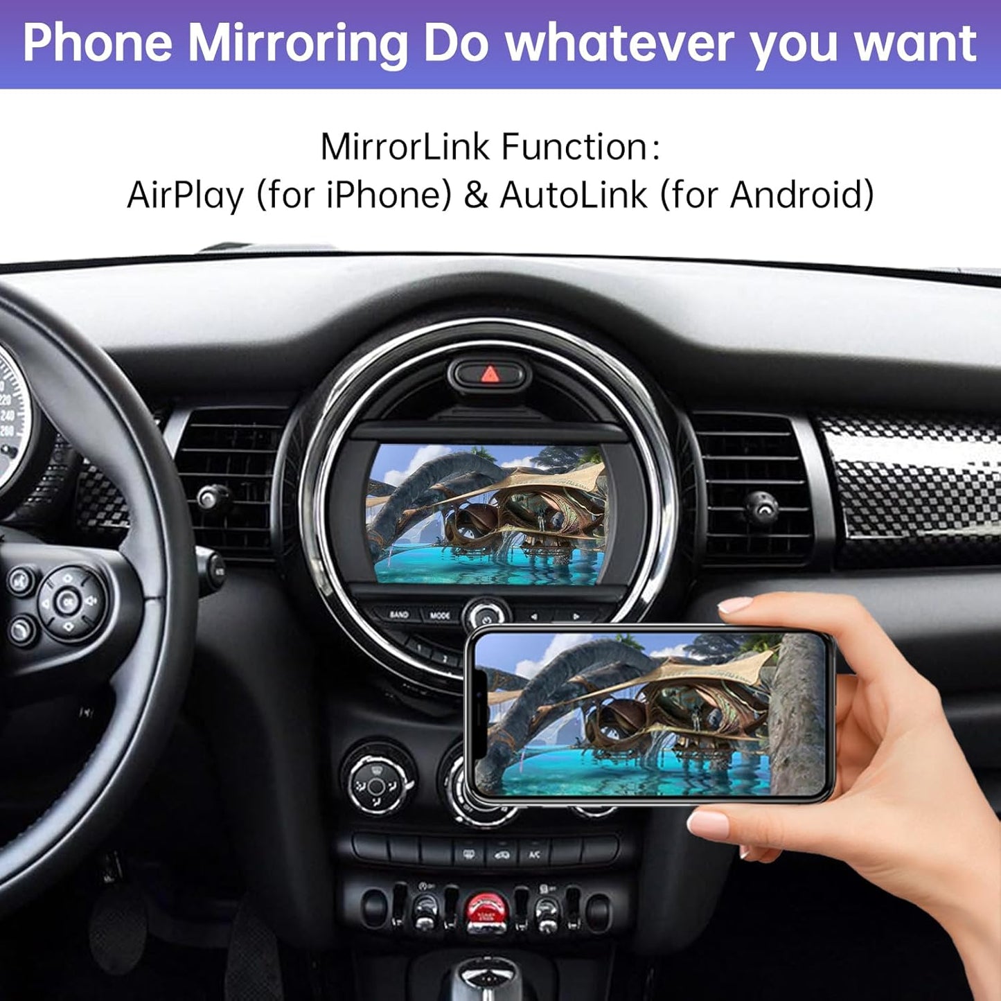 Autoradio Carplay Android Auto senza fili per BMW Mini Cooper One Hatch Clubman F55 F56 F54 F57 NBT System 2014-2018, Support Mirrorlink, Reverse Camera, navigazione