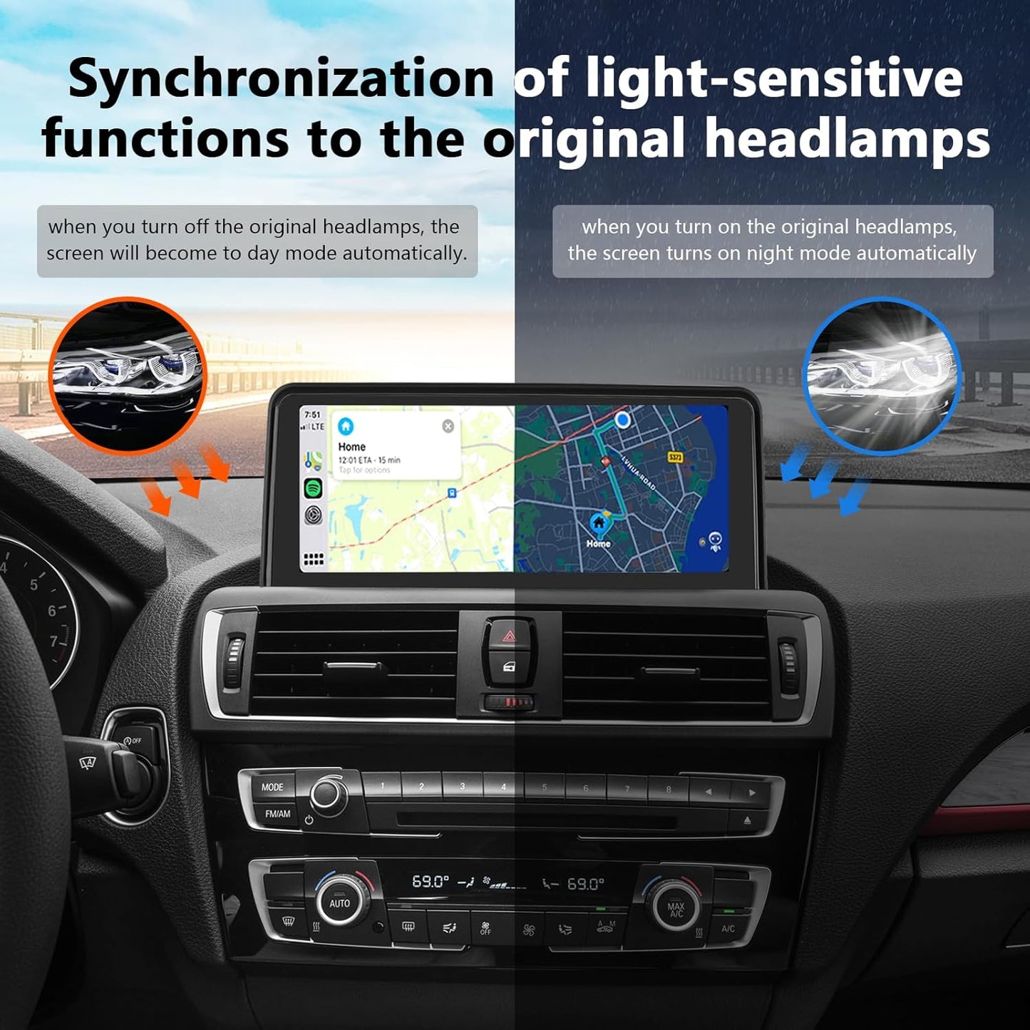 Autoradio Senza Fili Carplay & Android Auto Top 10,25 pollici per BMW 1 2 serie F20/F21/F22/F23 2013-2015 con sistema NBT, Touchscreen Auto Stereo Ricevitore con AirPlay Link, Navigation, Siri