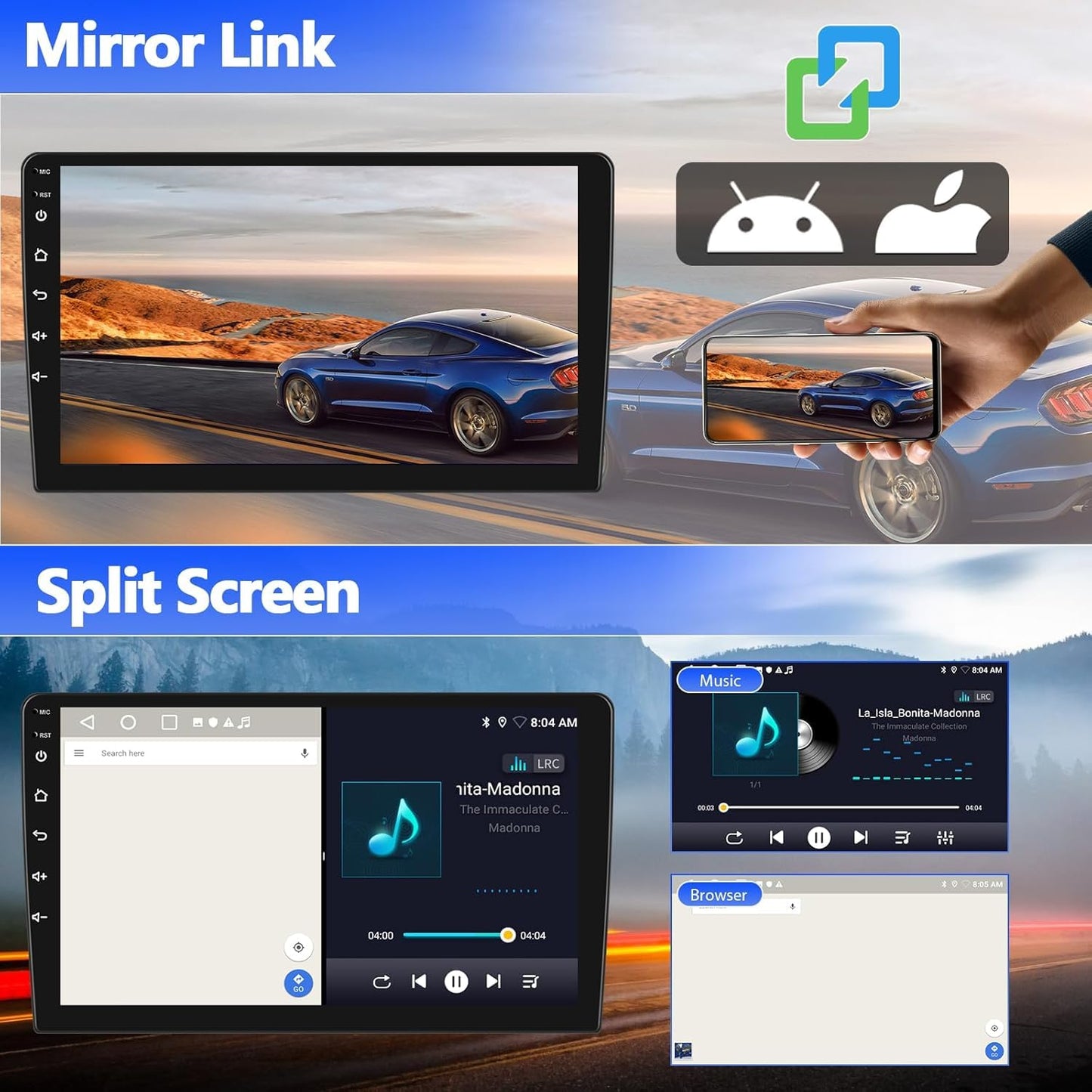Autoradio con CarPlay/Android/DSP SIXWIN 2+64G Android 13 per Mercedes-Benz Smart Fortwo 2011-2015,1280 * 720, 9" HD Schermo Navigatore GPS WiFi BT USB FM RDS Mirror Link
