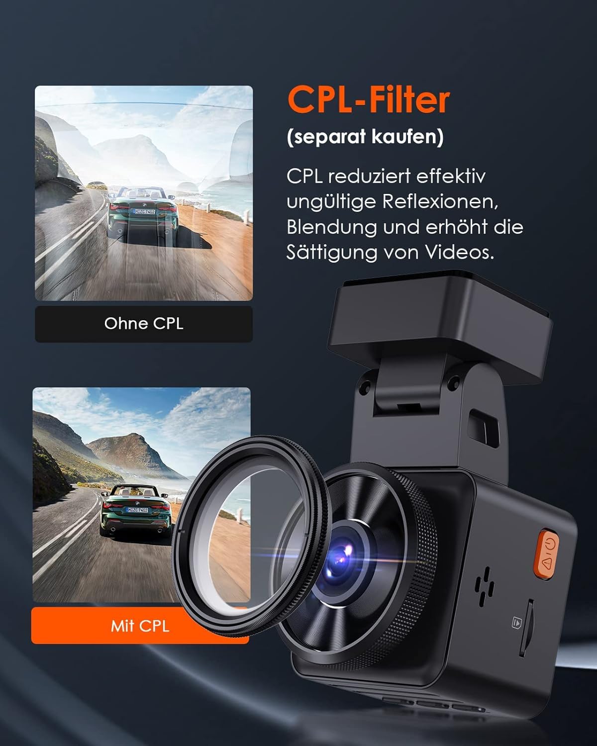 VANTRUE E1 WiFi GPS Dash Cam, 2596x1944P 30FPS Telecamera Per Auto a condensatore con Schermo IPS da 1,54 Pollice a 160°, Monitoraggio del parcheggio 24 ore, Telecomando e controllo vocale, Max 512G