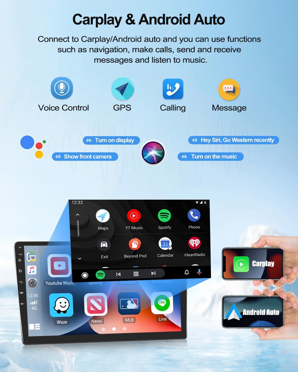 Autoradio con Navigatore per VW Beetle 2004-2010,2G+64G CAMECHO Android 12 Schermo da 9 Pollici Stereo 2 Din con Carplay Android Auto Mirror Link RDS WiFi Bluetooth +Telecamera Posteriore