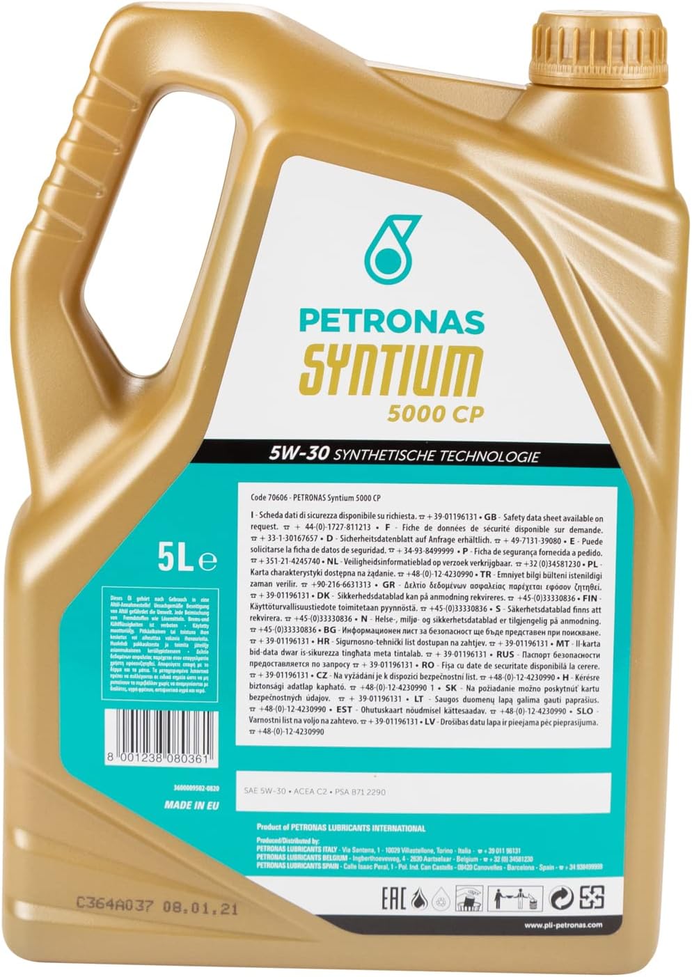 Petronas 70606M12EU Lubrificante Syntium 5000 Cp 5W30, 5L