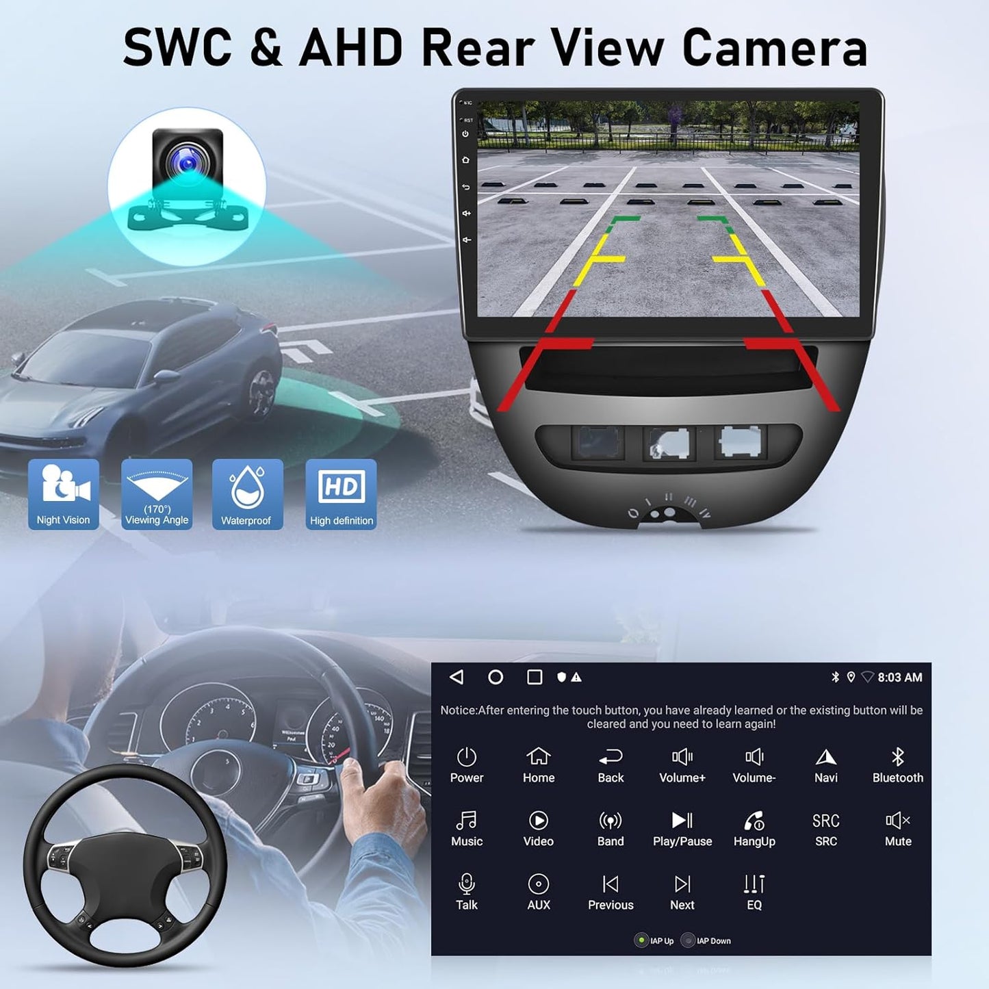 Autoradio per Peugeot 107 / Citroen C1 / Toyota Aygo 2004-2014 con Carplay wireless e Android Auto - Autoradio Android 13 da 10 pollici con WiFi GPS Controllo del volante EQ Schermo diviso