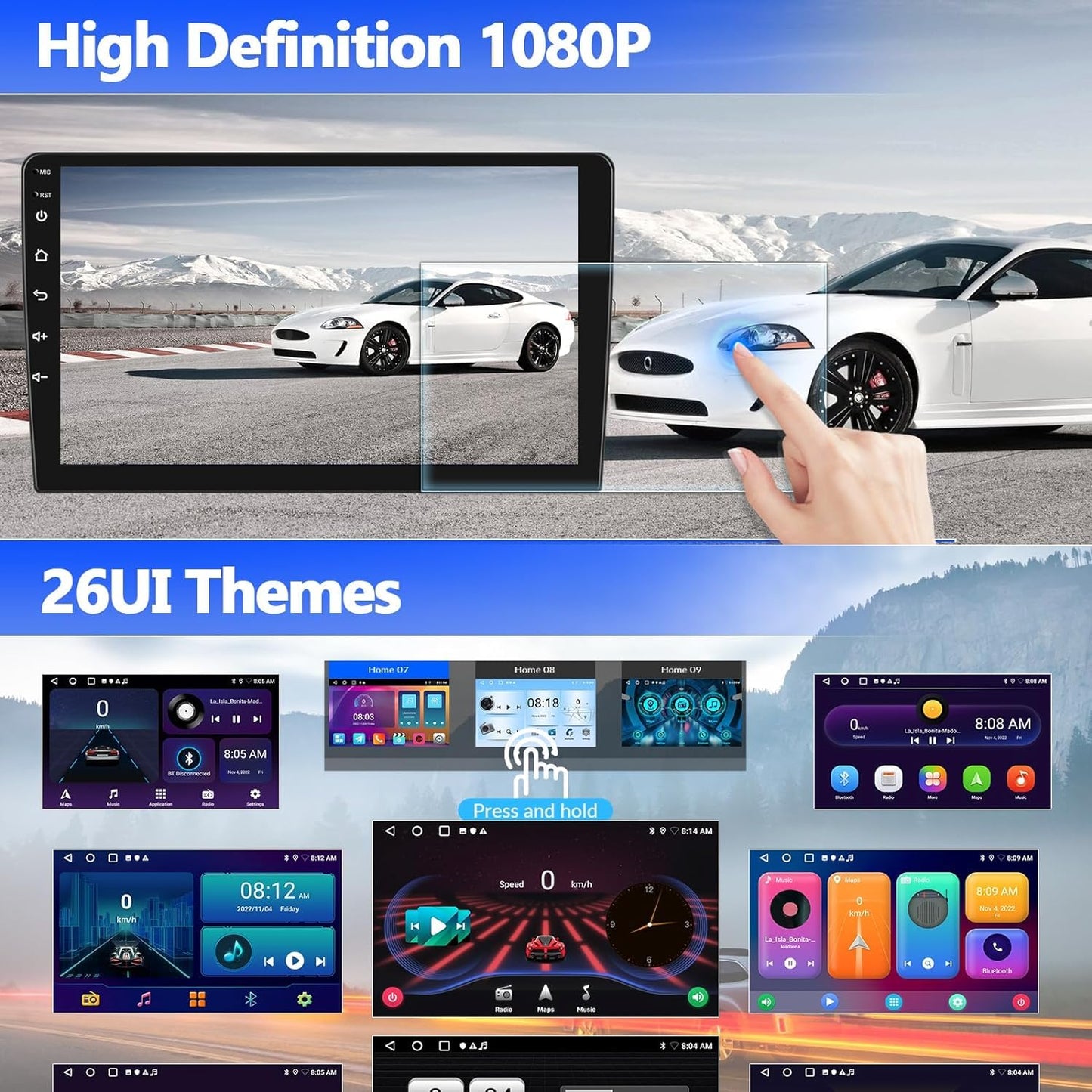 Autoradio con CarPlay/Android/DSP SIXWIN 2+64G Android 13 per Mercedes-Benz Smart Fortwo 2011-2015,1280 * 720, 9" HD Schermo Navigatore GPS WiFi BT USB FM RDS Mirror Link