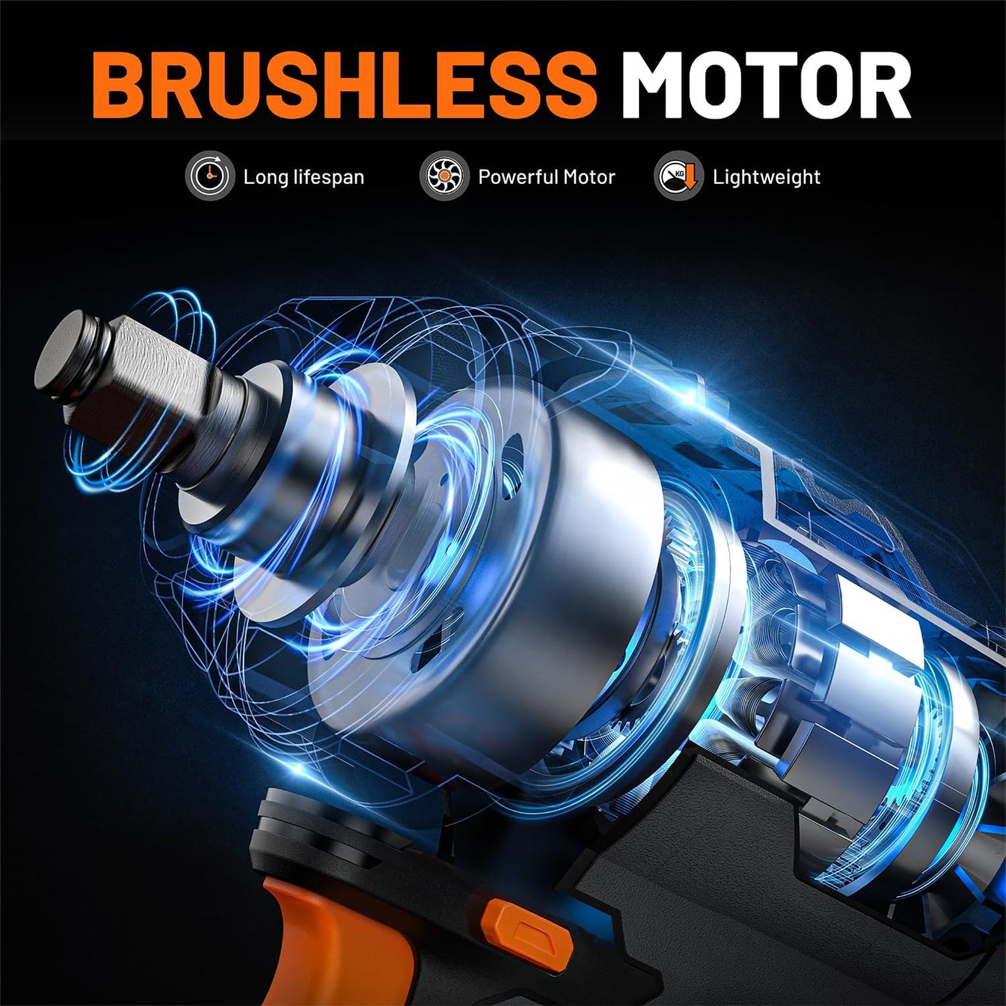 TITANCE X8 Chiave a percussione senza fili 20V MAX, pistola a percussione brushless da 1/2" ad alta coppia da 1200N.m, kit chiave a percussione elettrica da 2400 giri/min per auto, batteria da 4000mAh