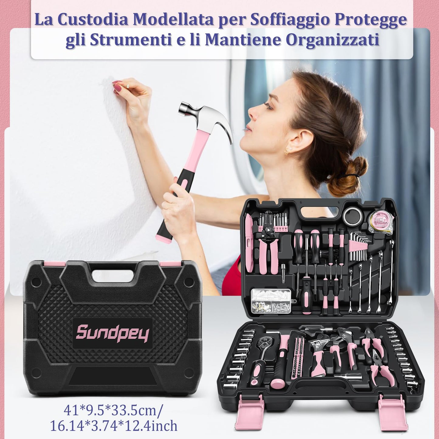 Cassetta Attrezzi Completa - Attrezzi da Lavoro Portatile per Uomini e Donne Valigia Attrezzi Set Completo di Chiavi a Bussola Set di Cacciaviti Chiavi a Brugola Metriche Pinze