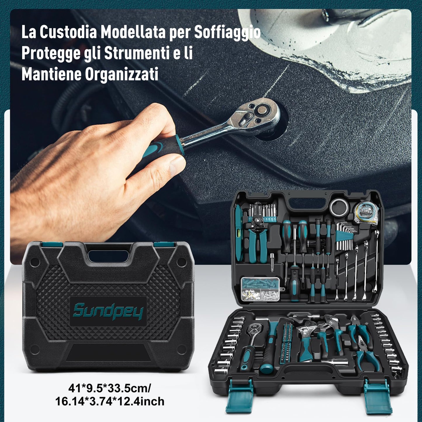 Cassetta Attrezzi Completa - Attrezzi da Lavoro Portatile per Uomini e Donne Valigia Attrezzi Set Completo di Chiavi a Bussola Set di Cacciaviti Chiavi a Brugola Metriche Pinze