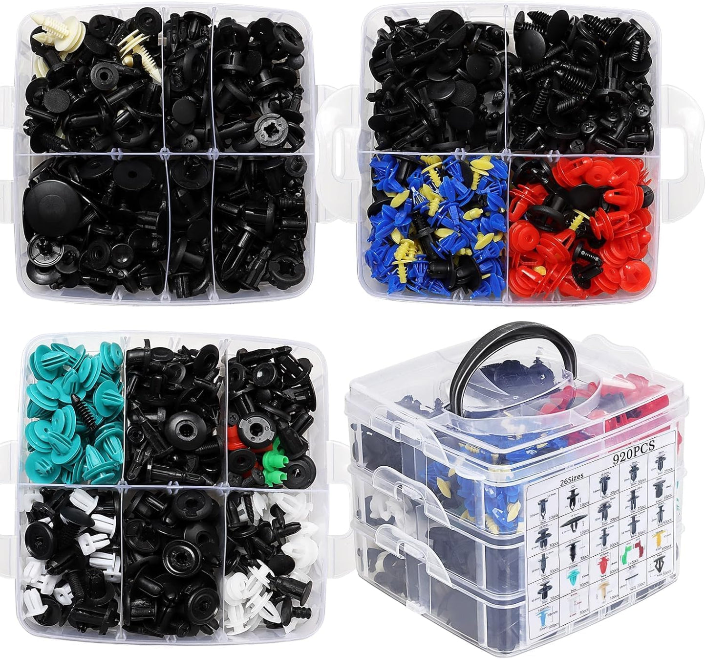 1105 PCS Rivetti in Plastica per Auto,Clip di Fissaggio per Auto,Morsetti paraurti Protezione per Rivetti in plastica per Paraurti,Parafanghi,Porte,Strumenti Rimozione
