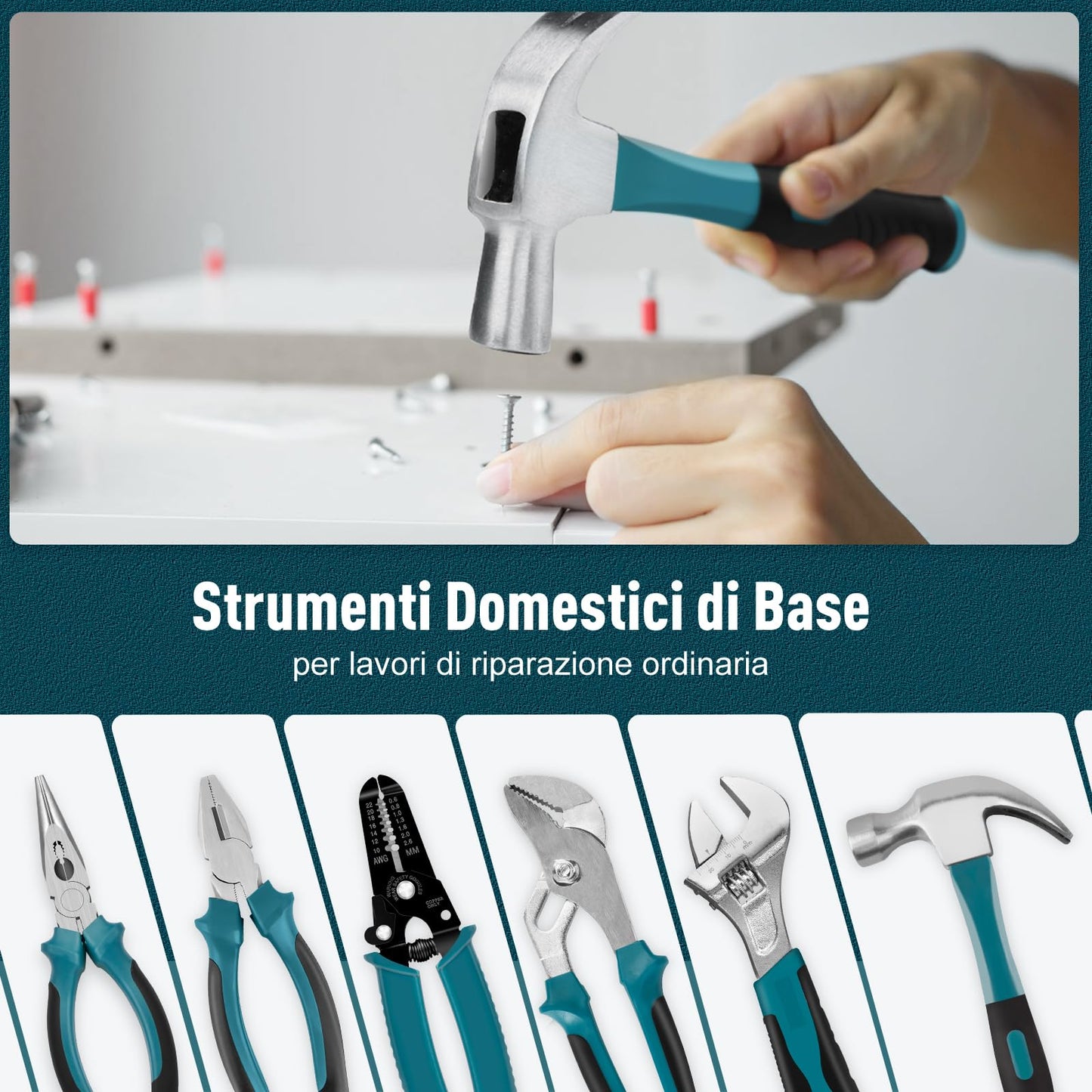 Cassetta Attrezzi Completa - Attrezzi da Lavoro Portatile per Uomini e Donne Valigia Attrezzi Set Completo di Chiavi a Bussola Set di Cacciaviti Chiavi a Brugola Metriche Pinze